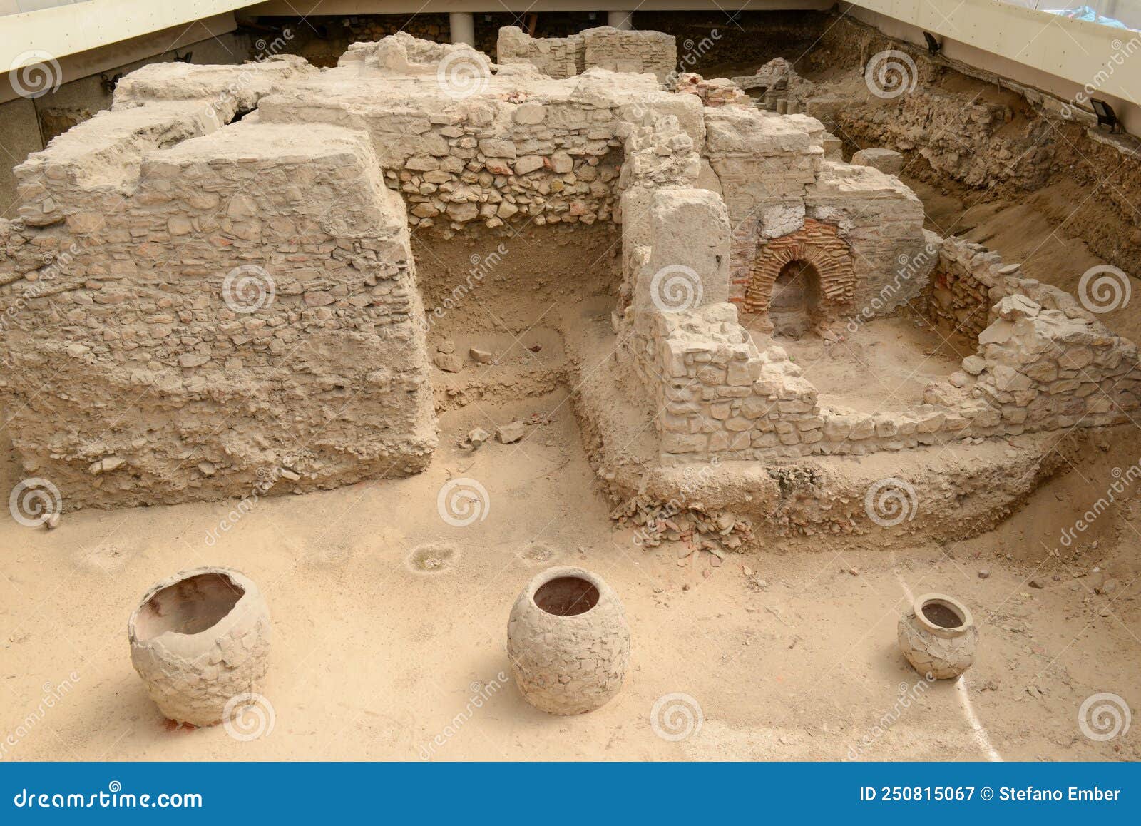 The Archaeological Site of Roman Baths at Athens in Greece Stock Image