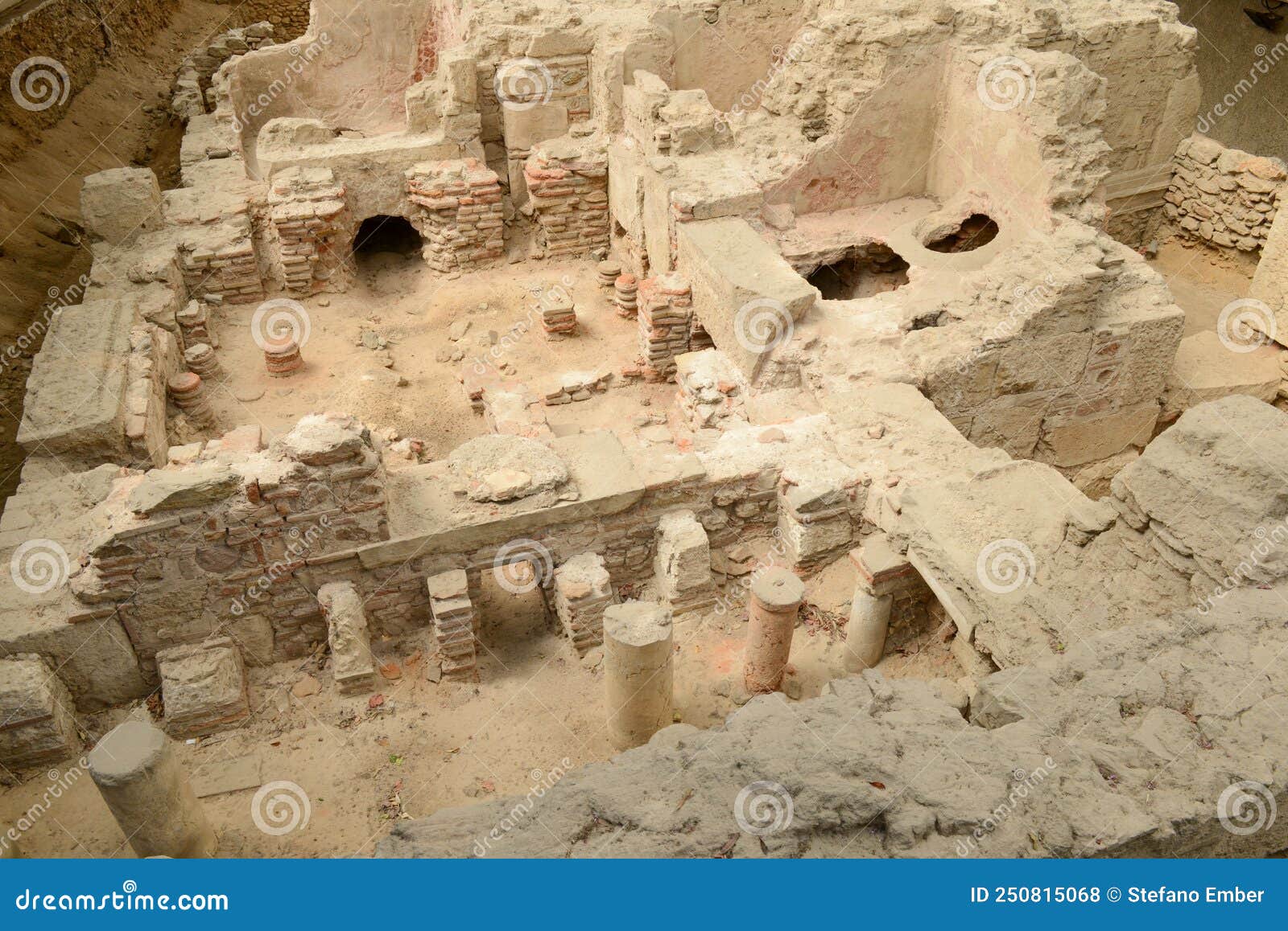 The Archaeological Site of Roman Baths at Athens in Greece Stock Photo