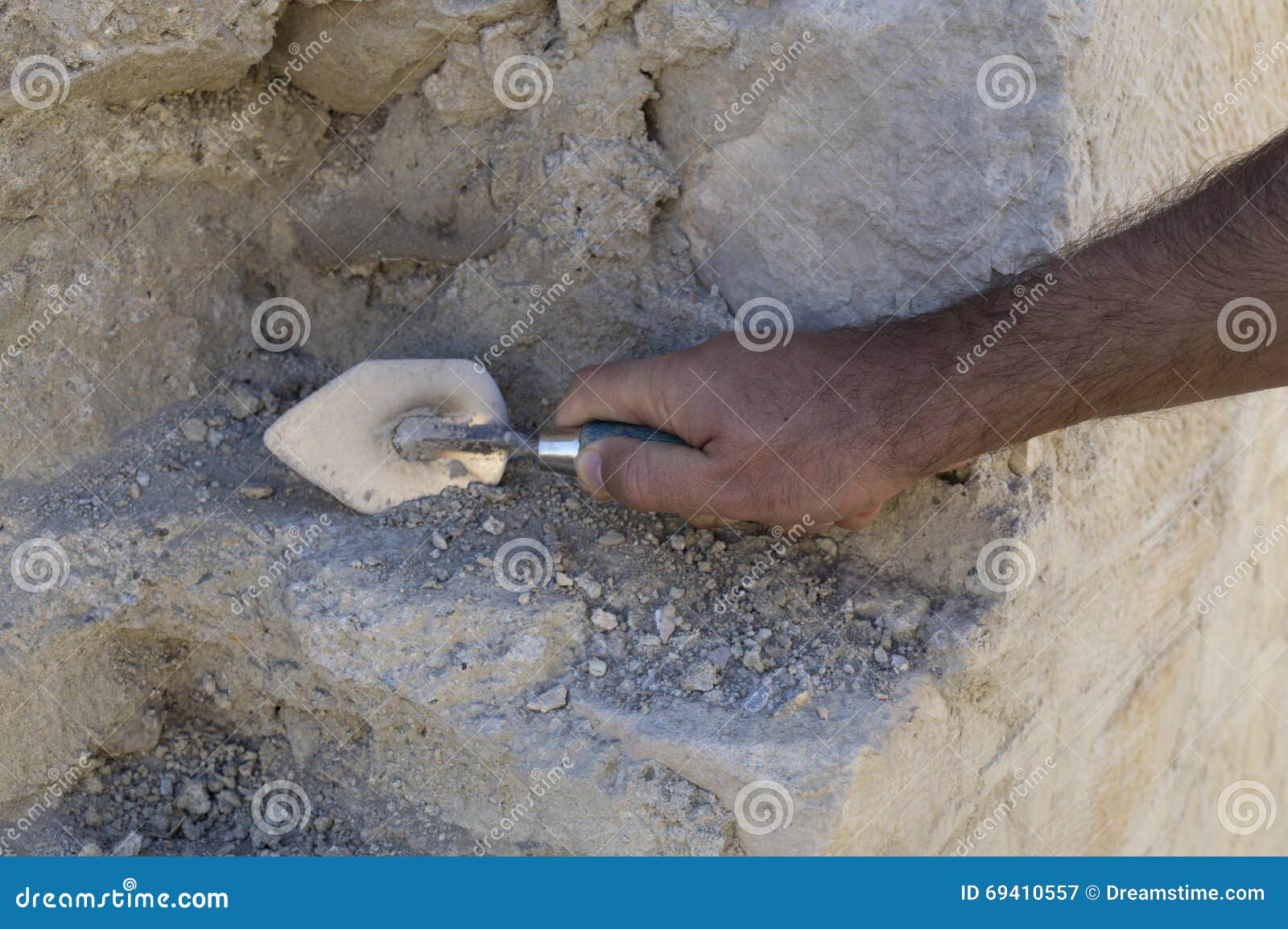 Archaeologist Digging with Trowel Stock Image Image of shovel, summer 69410557
