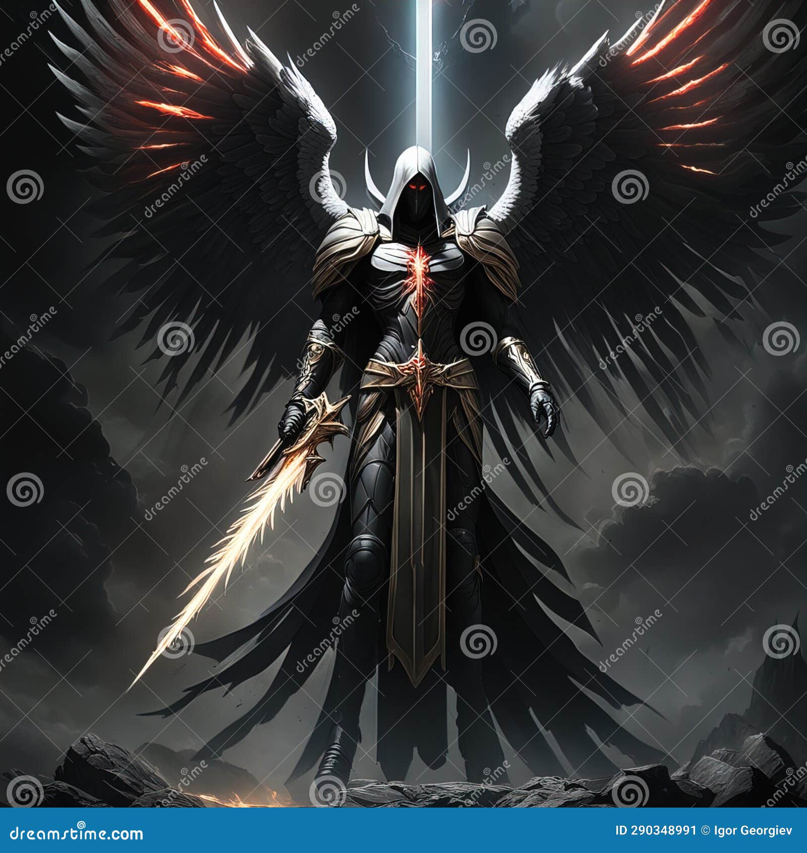 portrait of azrael angel of death, anime fantasy