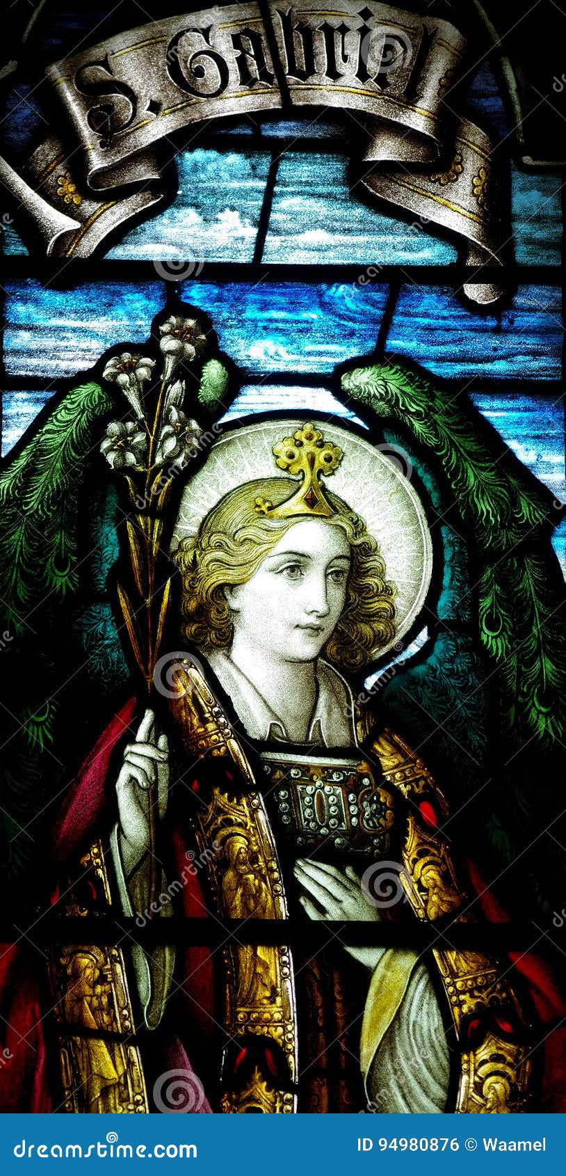 Archangel Gabriel In Stained Glass Stock Photo - Image of stained ...