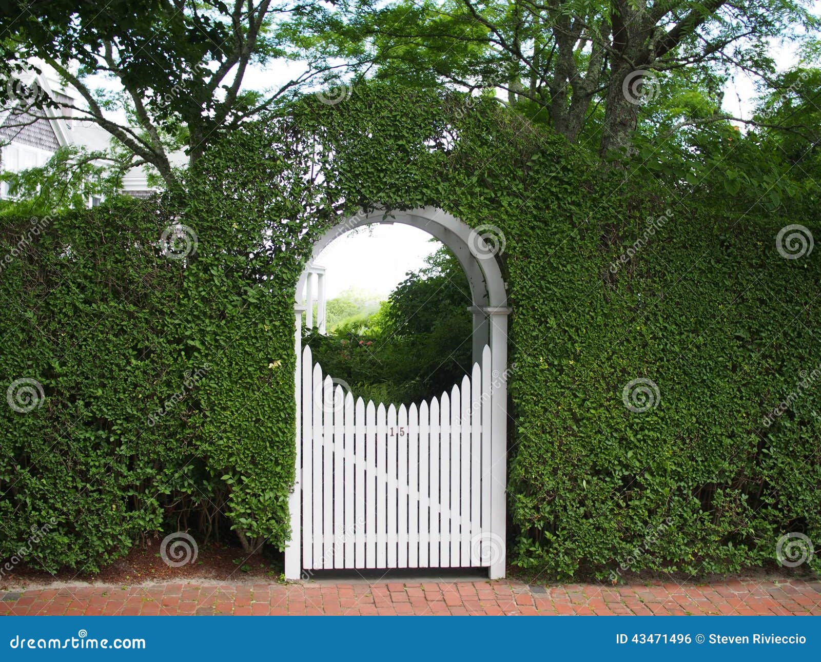 Arched Garden Arbor And Gate Stock Photo - Image: 43471496