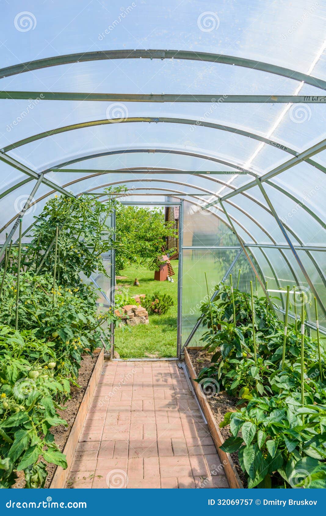 Arched greenhouse stock image. Image of land, hothouse 32069757