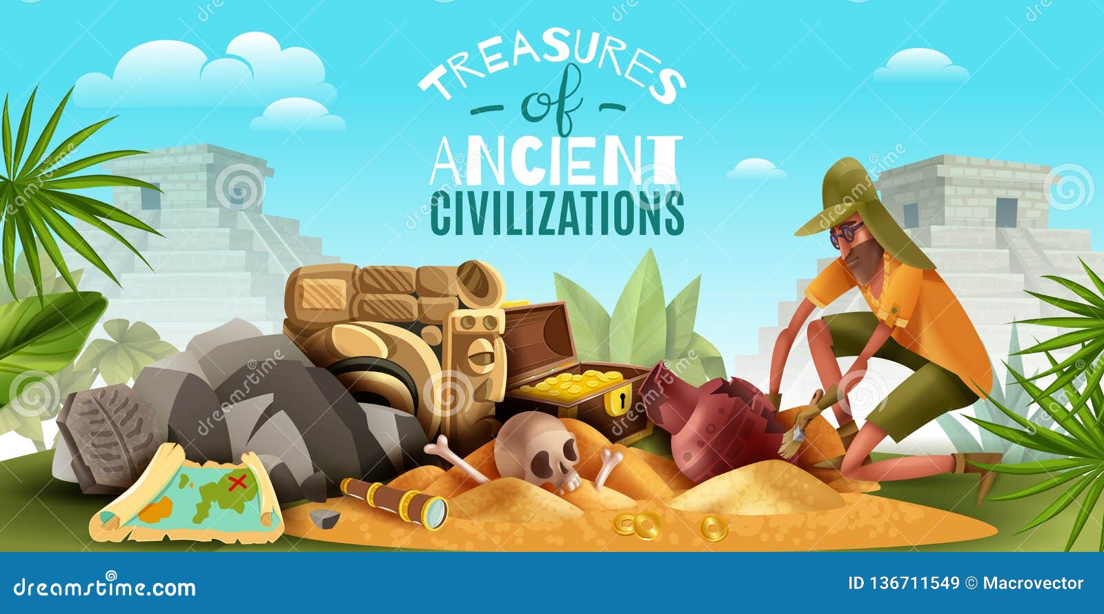 archeology ancient treasures background