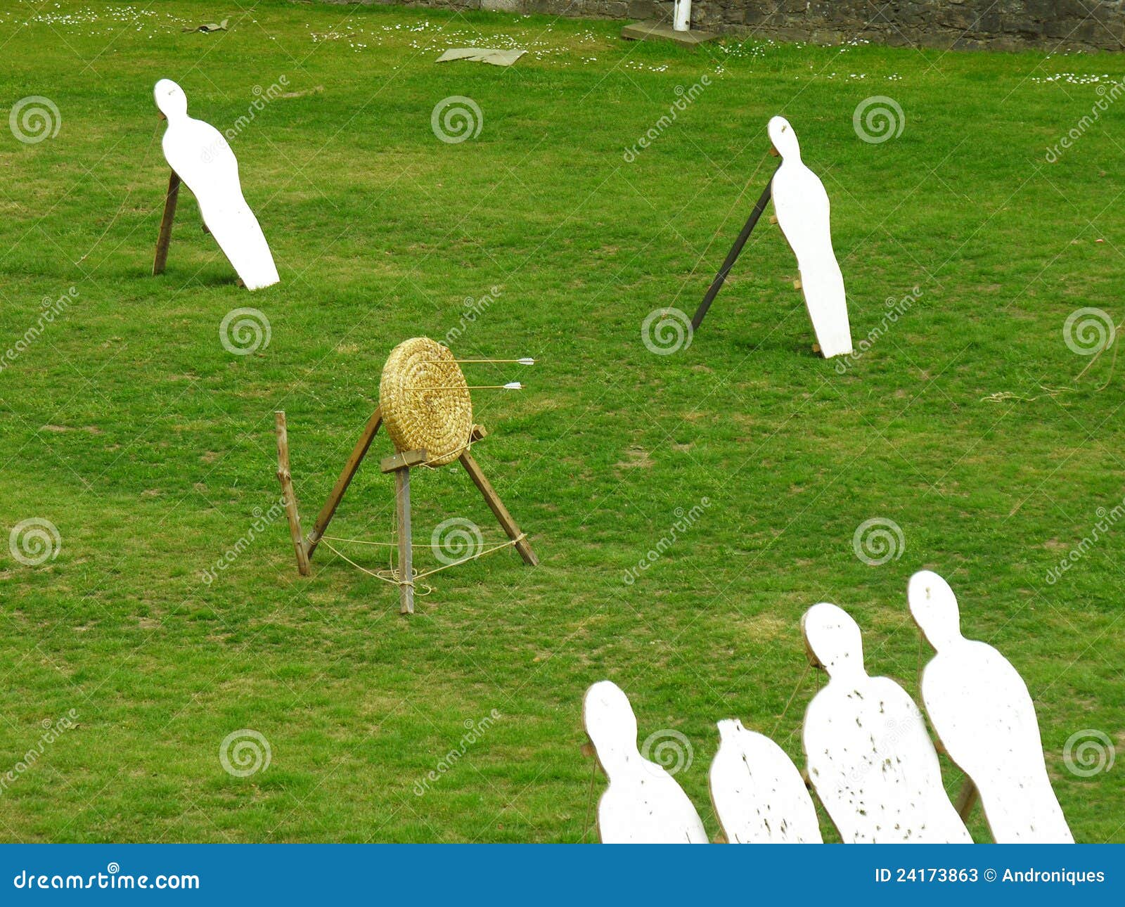 Archery Field with Arrows Hitting Aims Stock Image Image of mastering