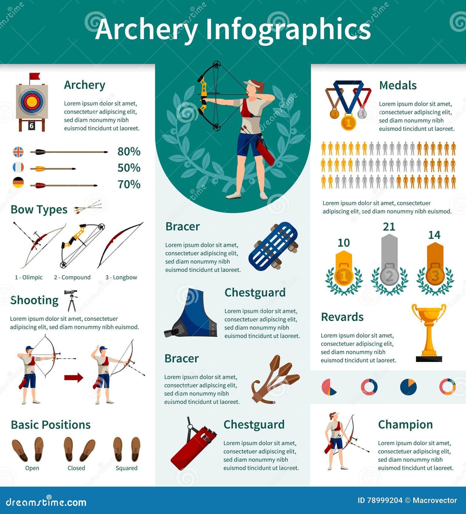 Archery Flat Infographics stock vector. Illustration of people 78999204