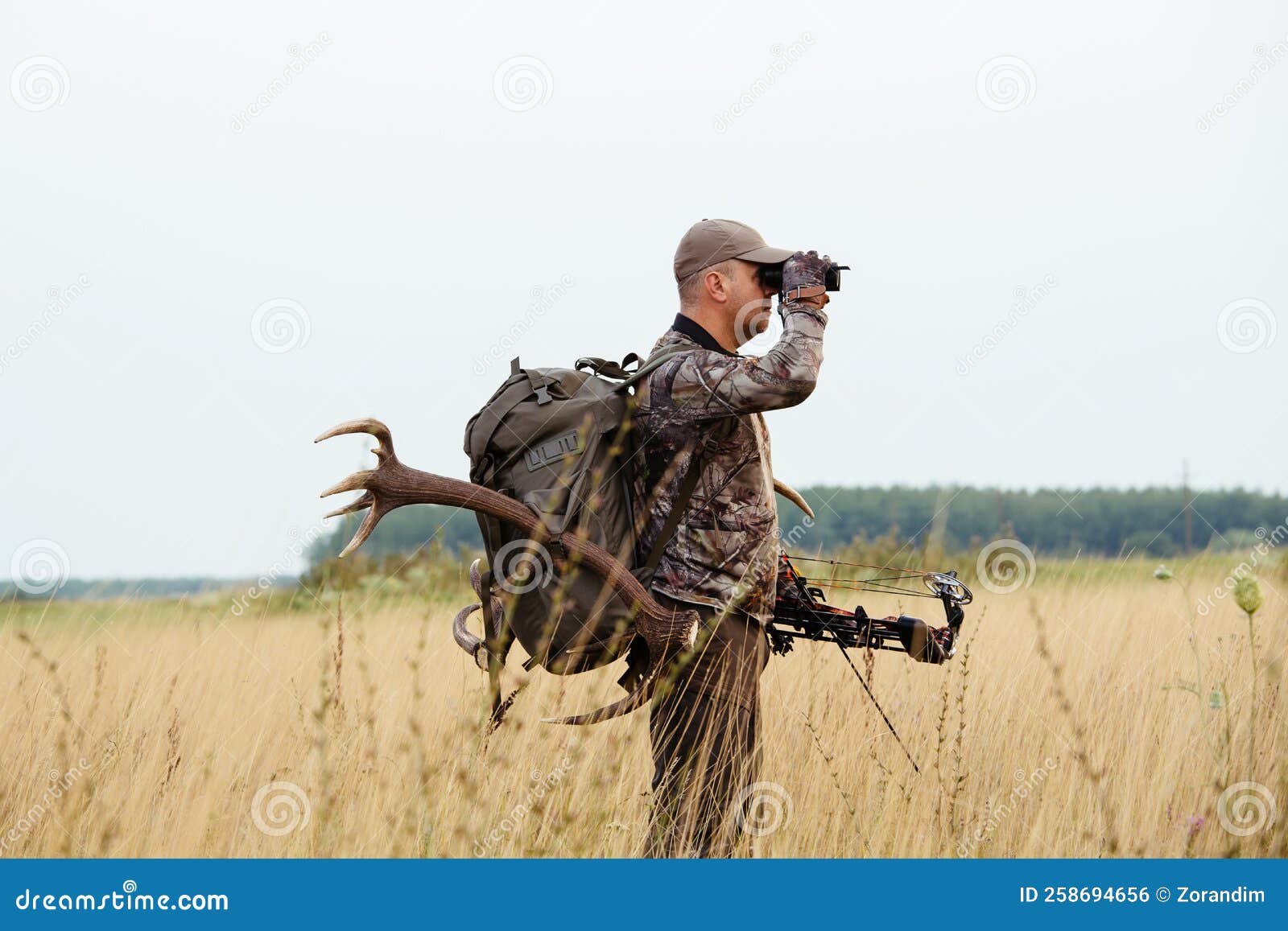 Archery Hunter Scouting for His Next Target Stock Photo Image of