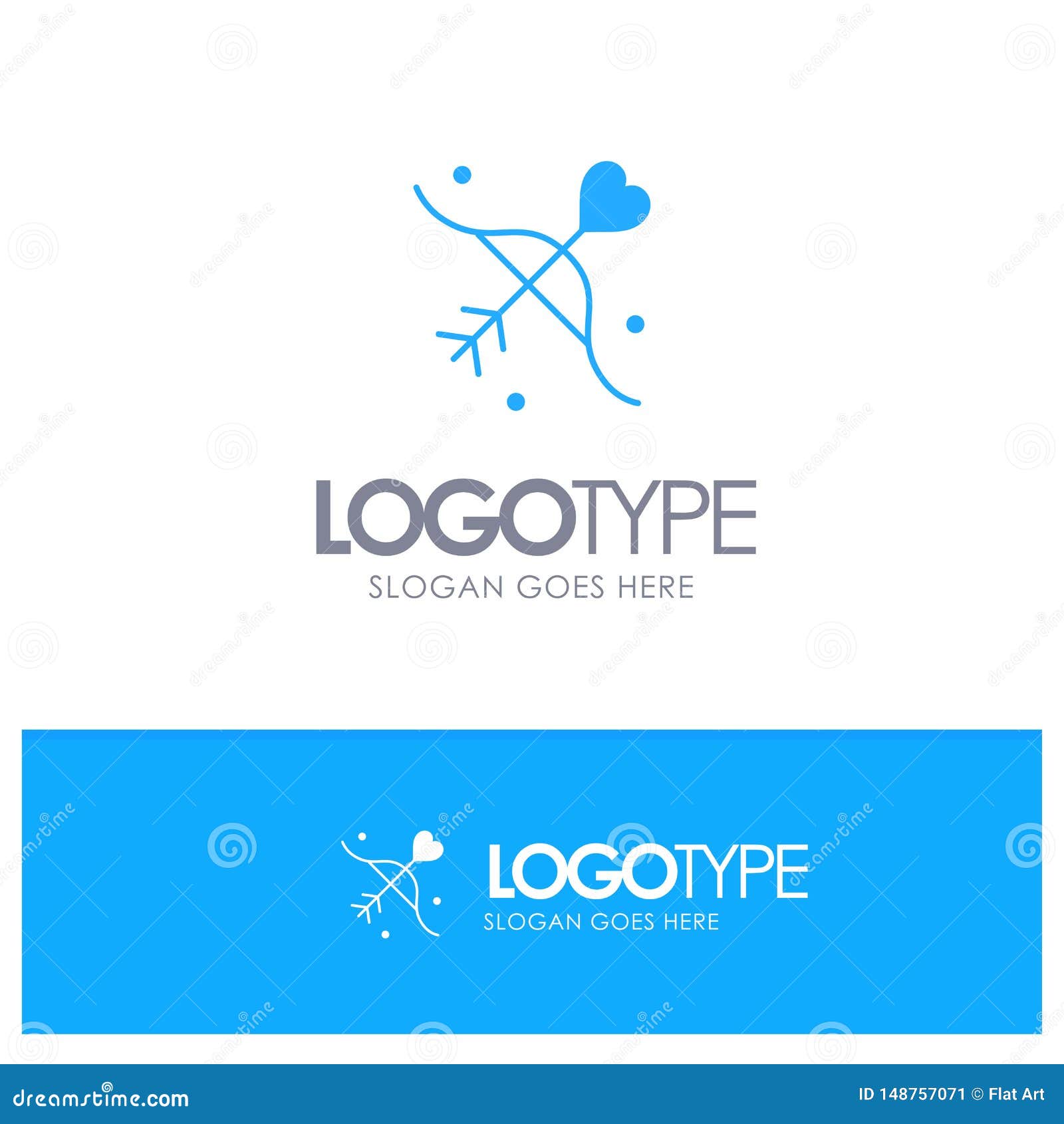 Archery, Love, Marriage, Wedding Blue Solid Logo with Place for Tagline