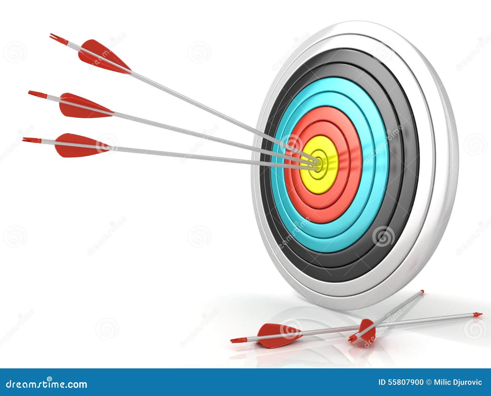 Archery Target with Red Arrows in the Center Stock Illustration