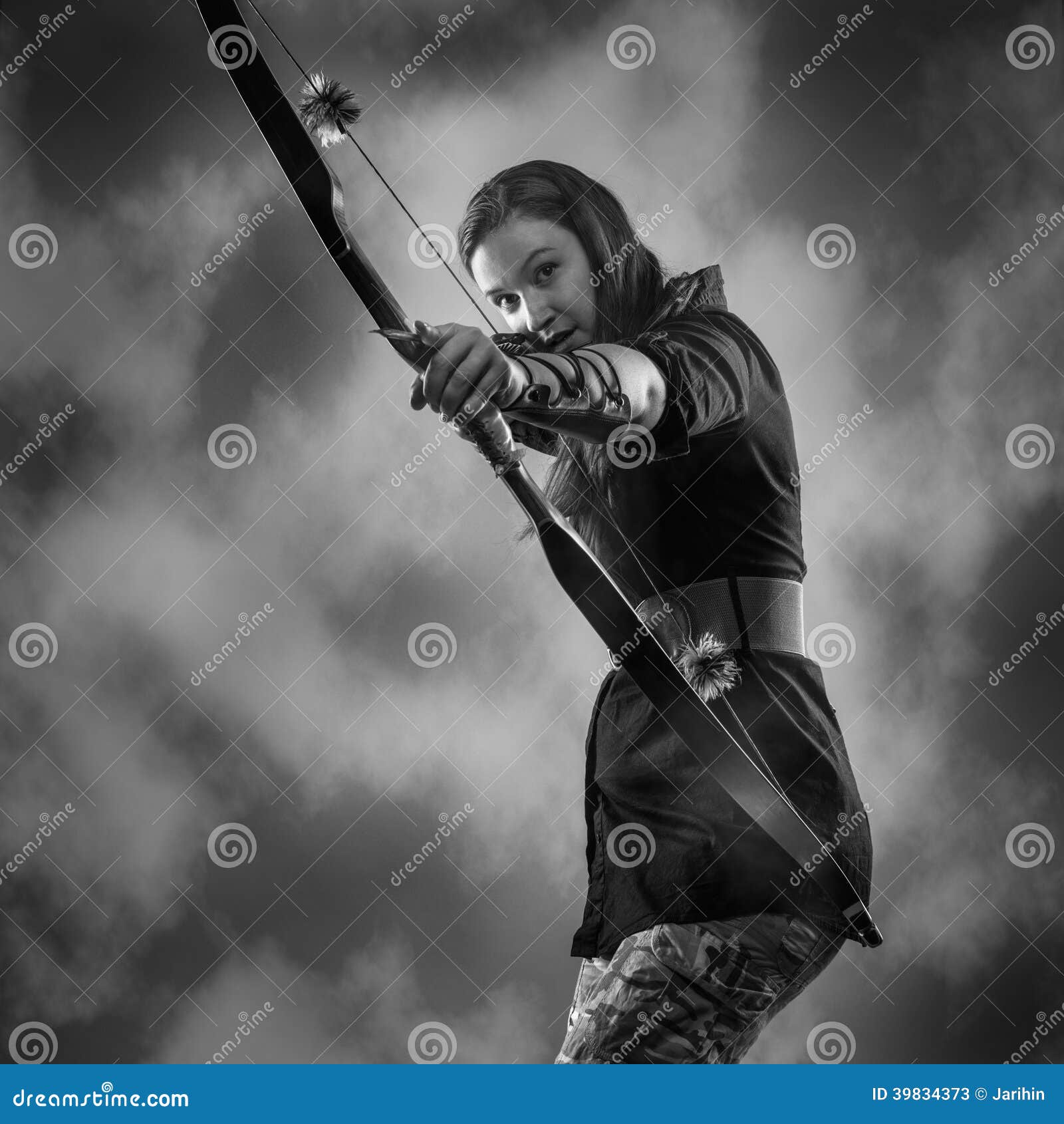 Archery woman stock image. Image of female, arrow, cloudy 39834373