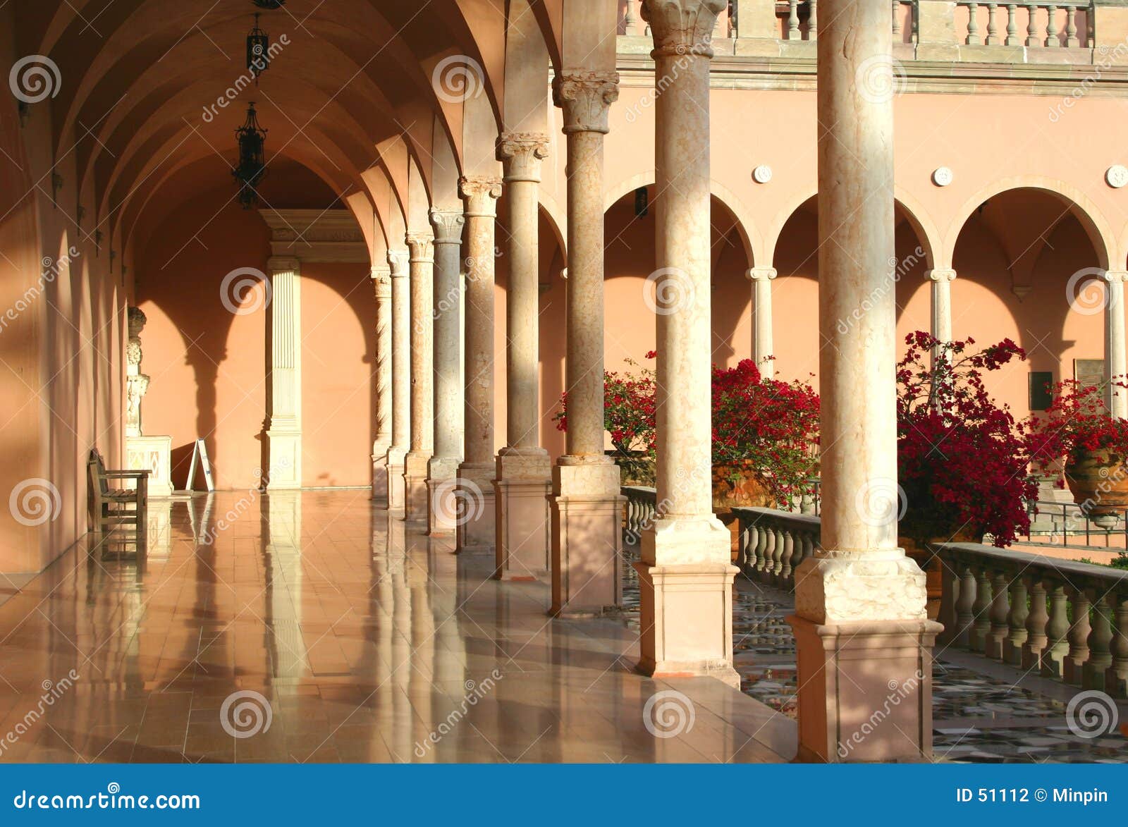 arches and columns of southern mansion
