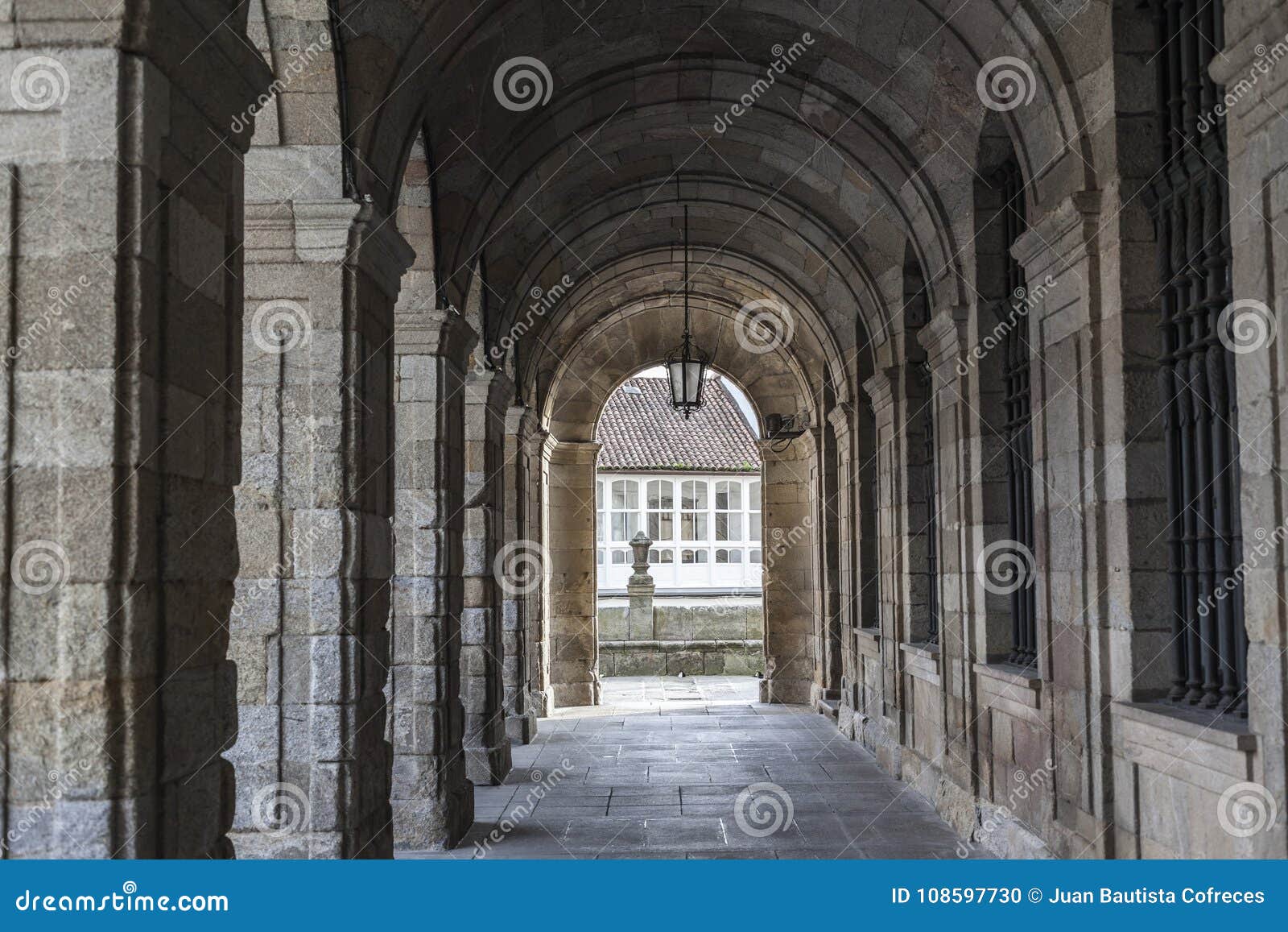 arches in palace, palacio de raxoi, obradoiro square.santiago de