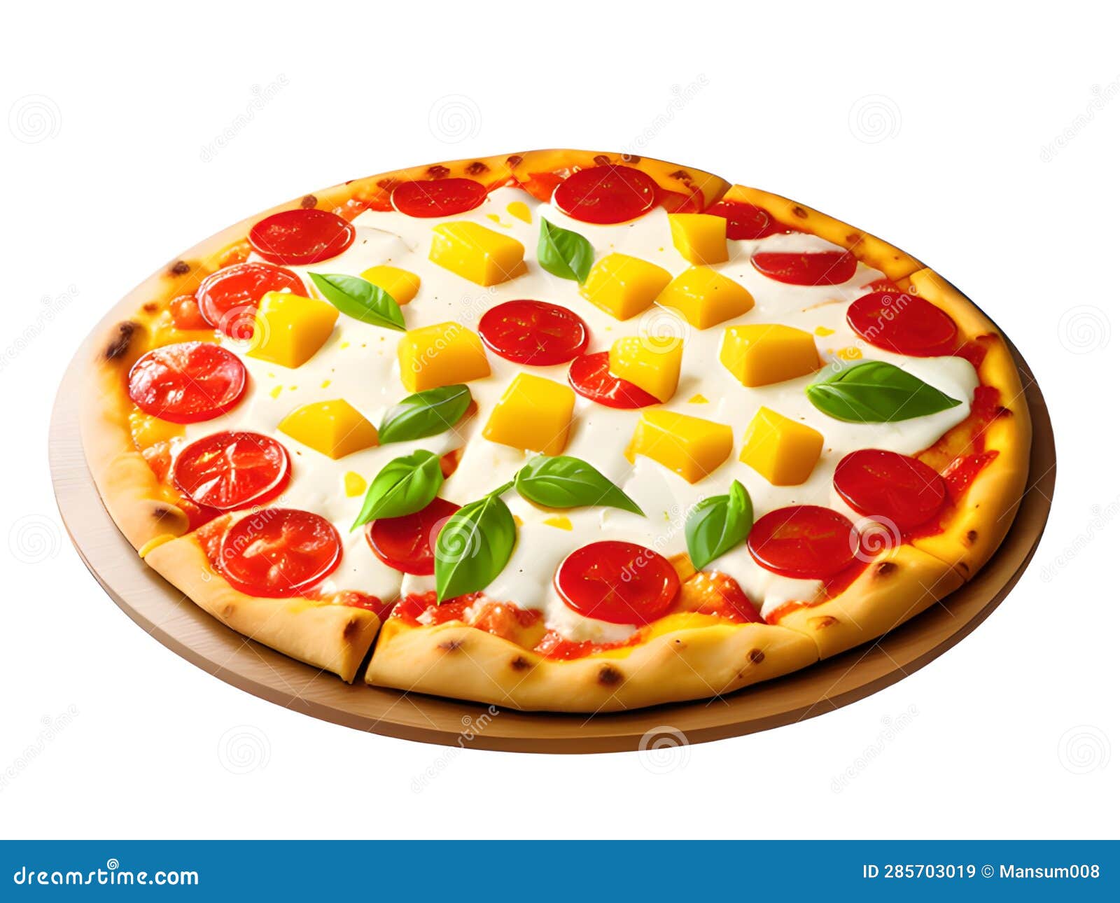The Archetype Of A Thincrust Pizza Pie On White Background, Ai