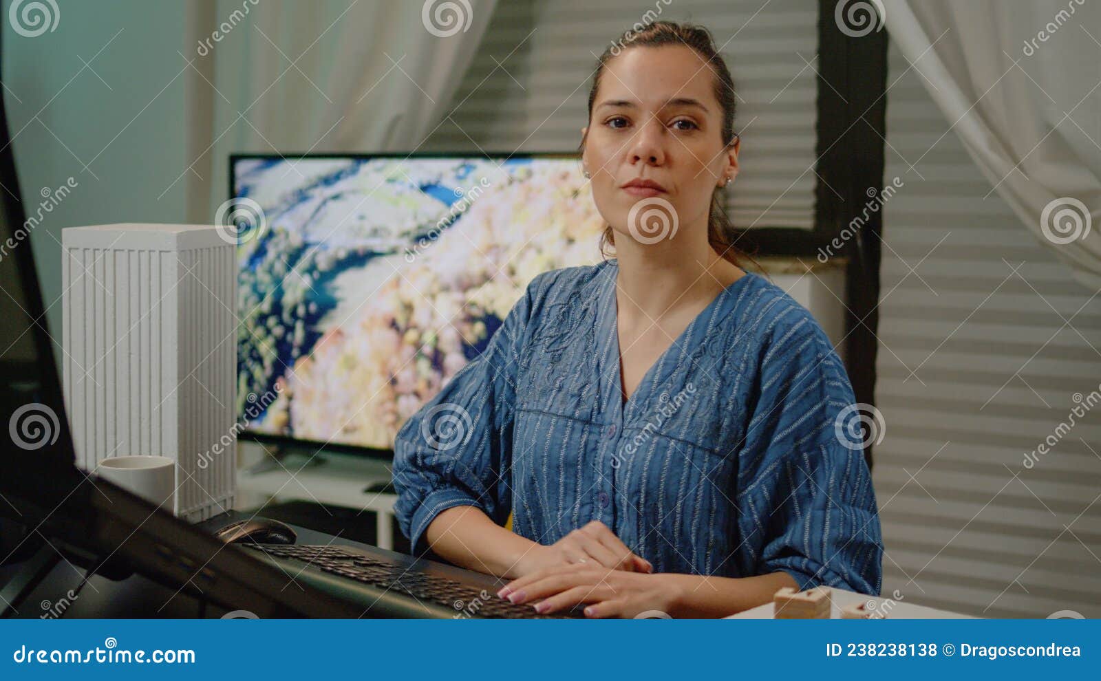 Architect Analyzing Computer with Touch Screen for Construction Stock