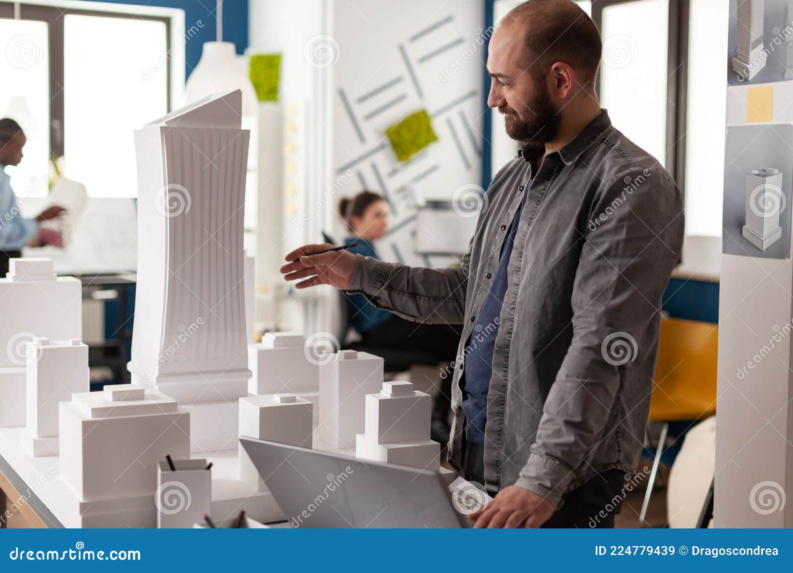 Architect Contractor Working in Professional Office Stock Image Image