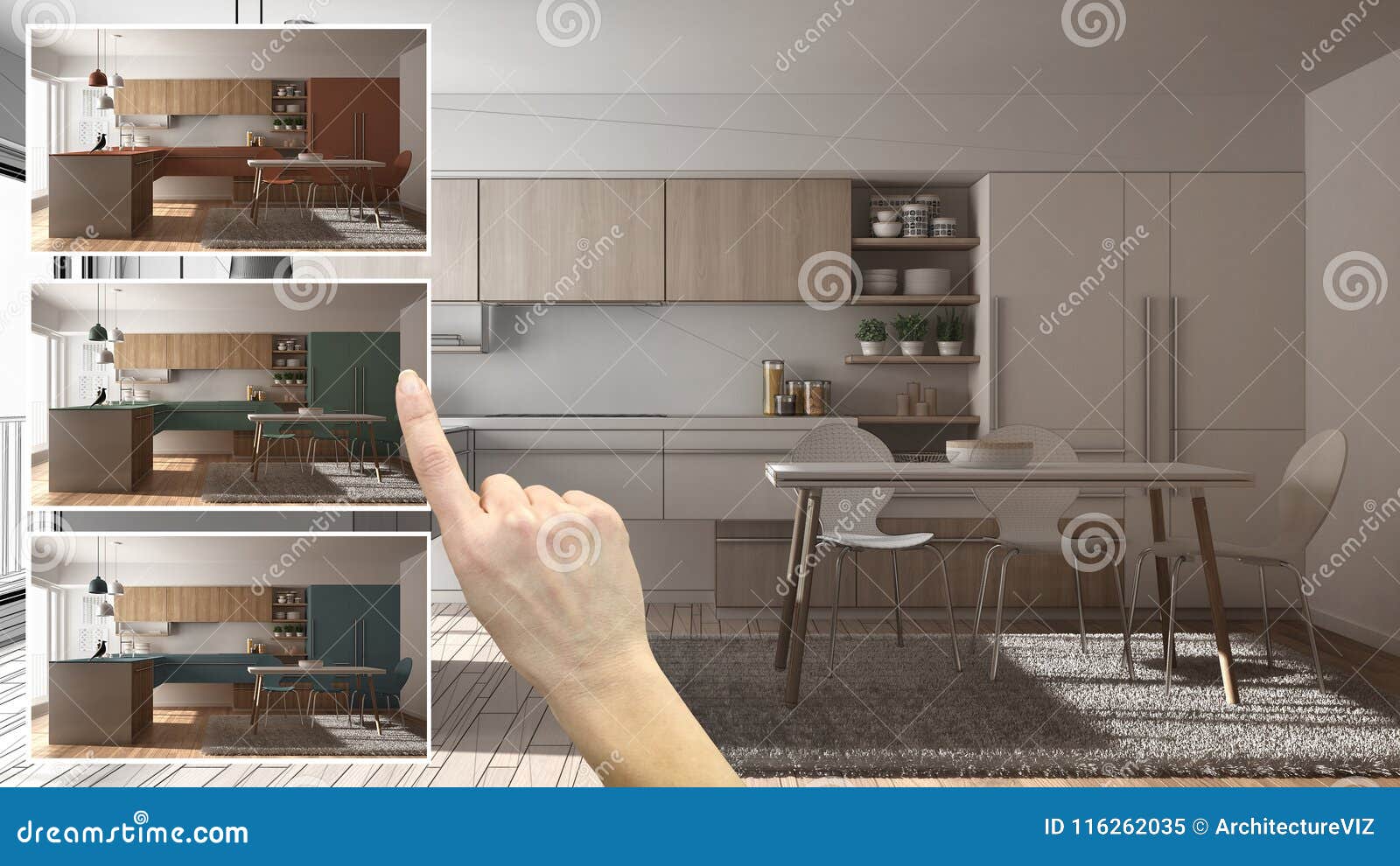 Architect Designer Concept Hand Showing Kitchen Colors