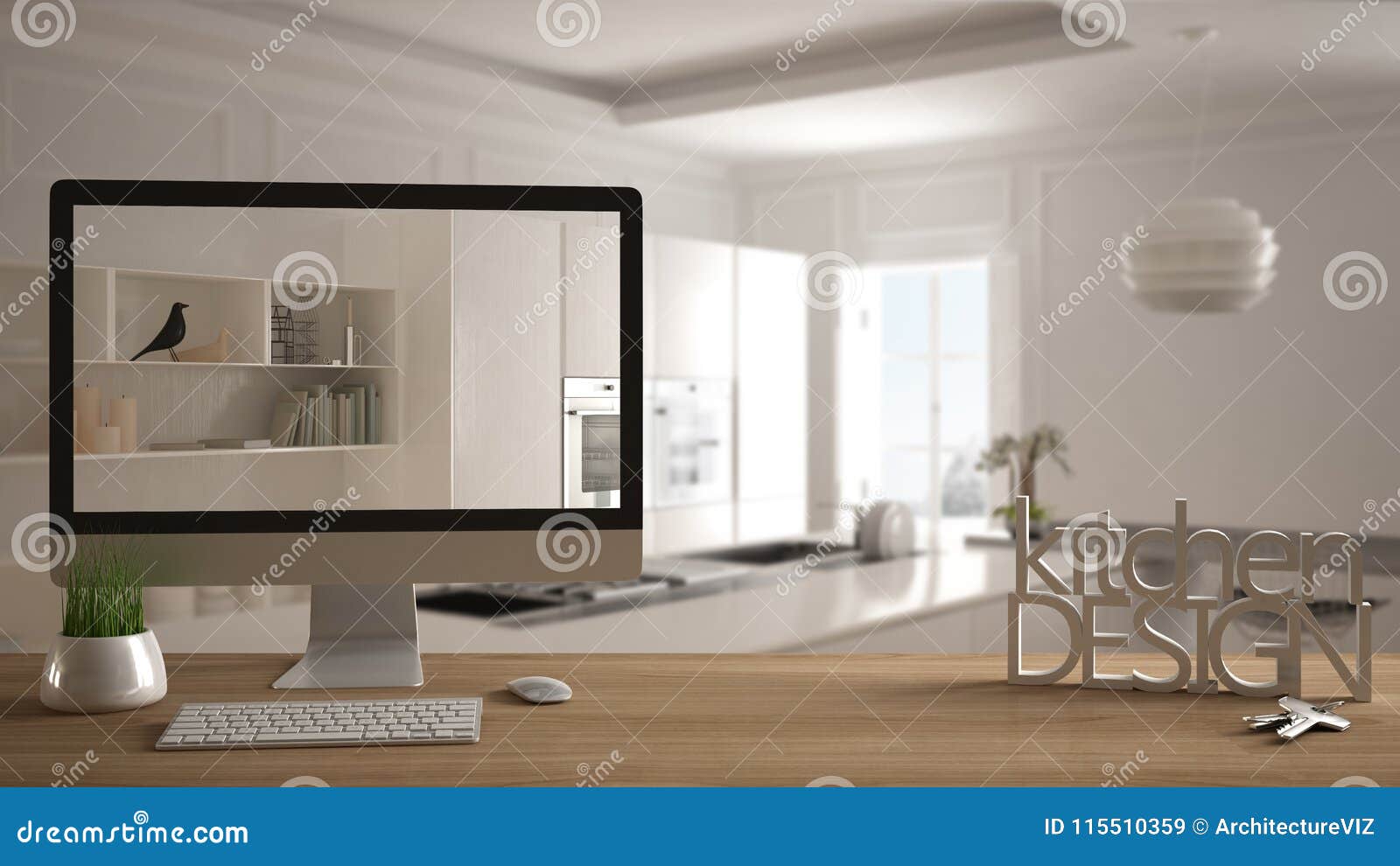 Architect Designer Project Concept Wooden Table With House