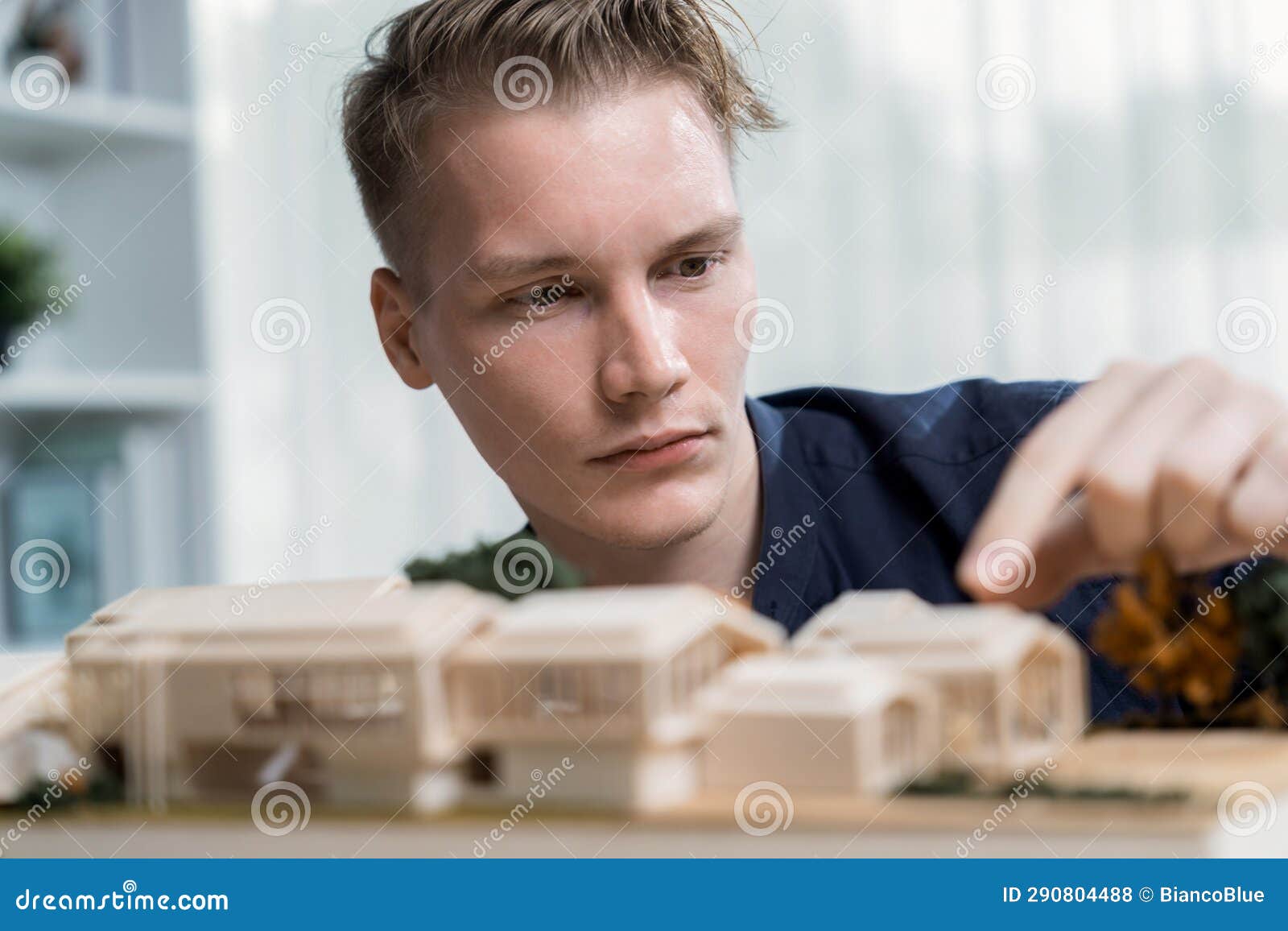 Architect Designer Studies Elegant House Model Finding Improvement