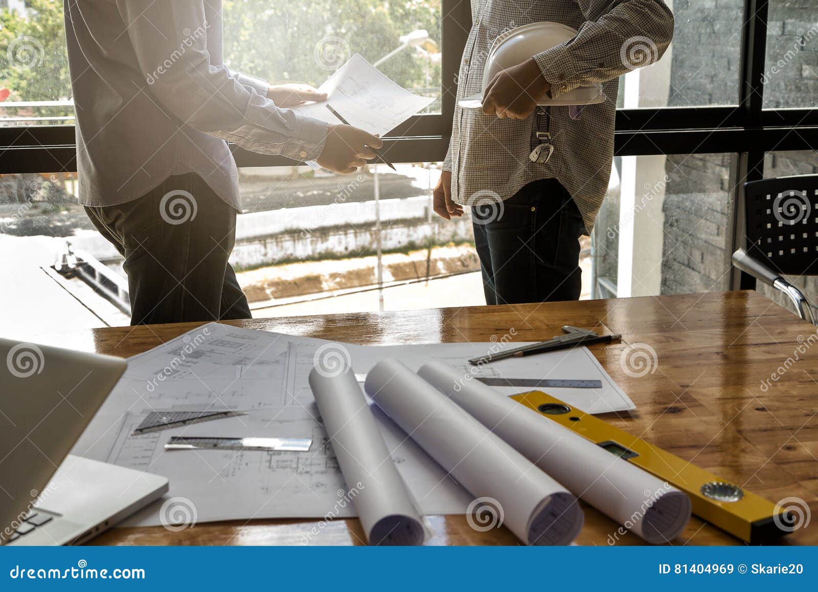 Architect Discuss with Engineer about Project Stock Image Image of