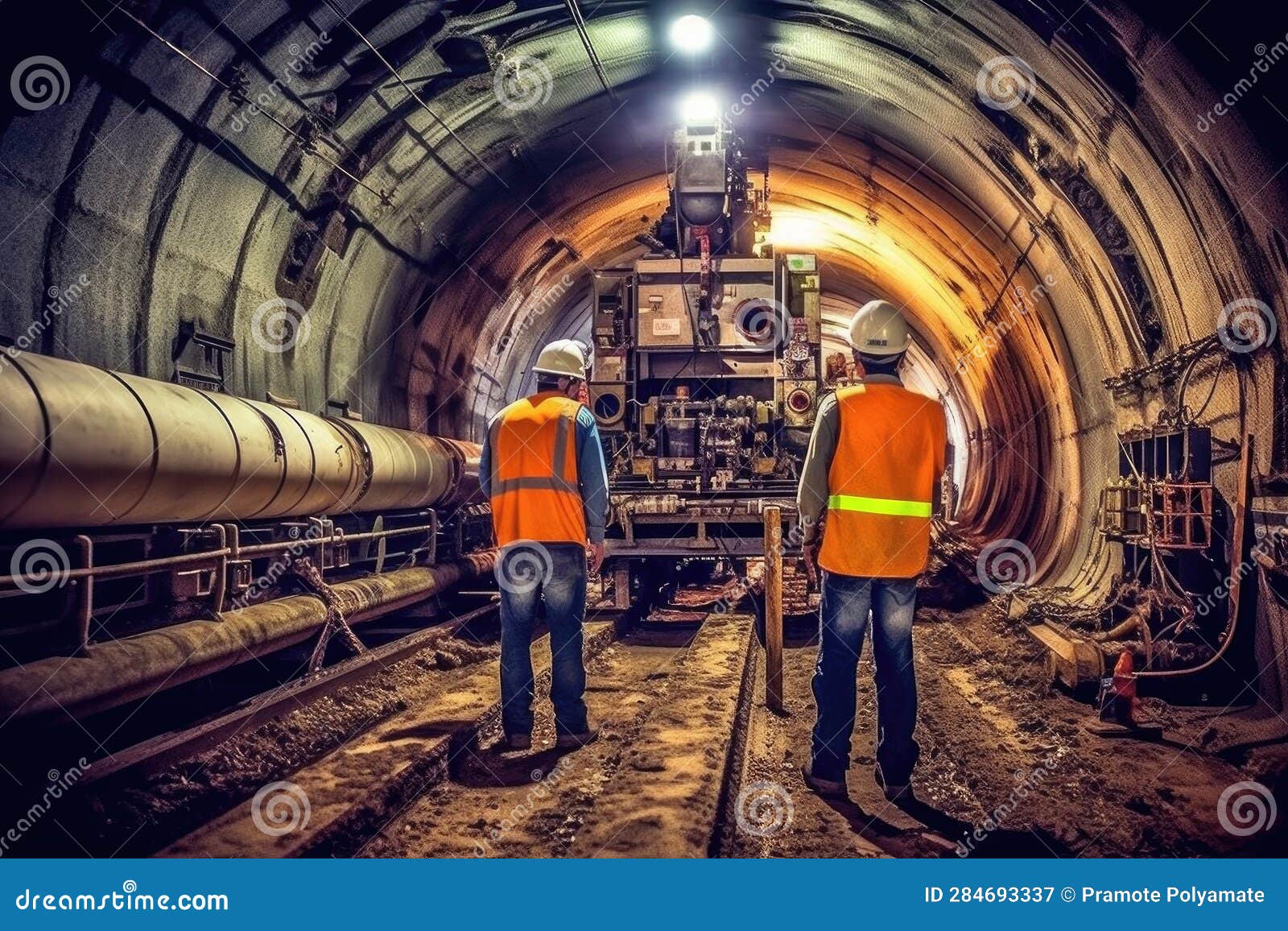 Architect and Engineer Wearing Safety Underground Construction