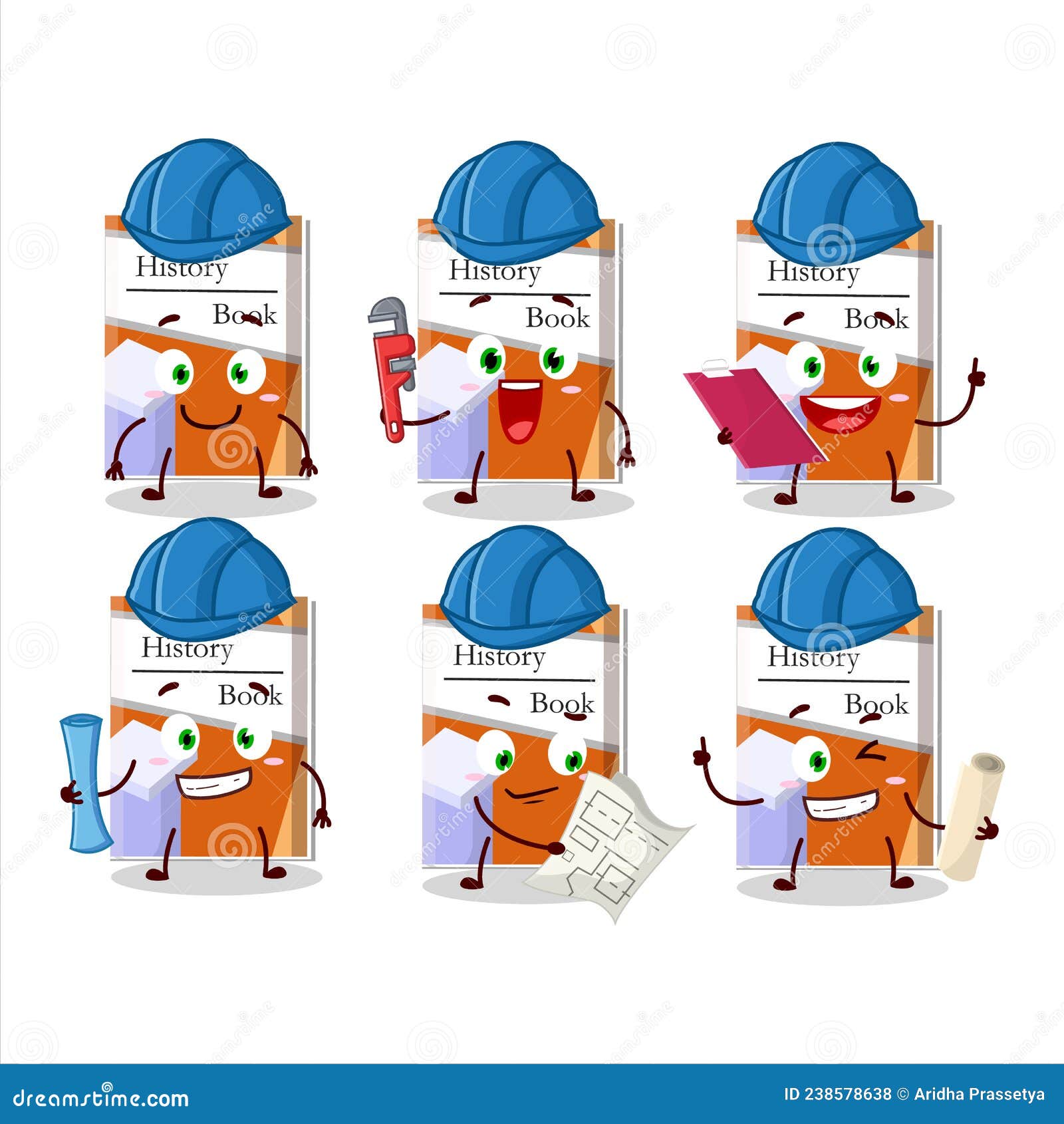 architect history books cute mascot character with pliers