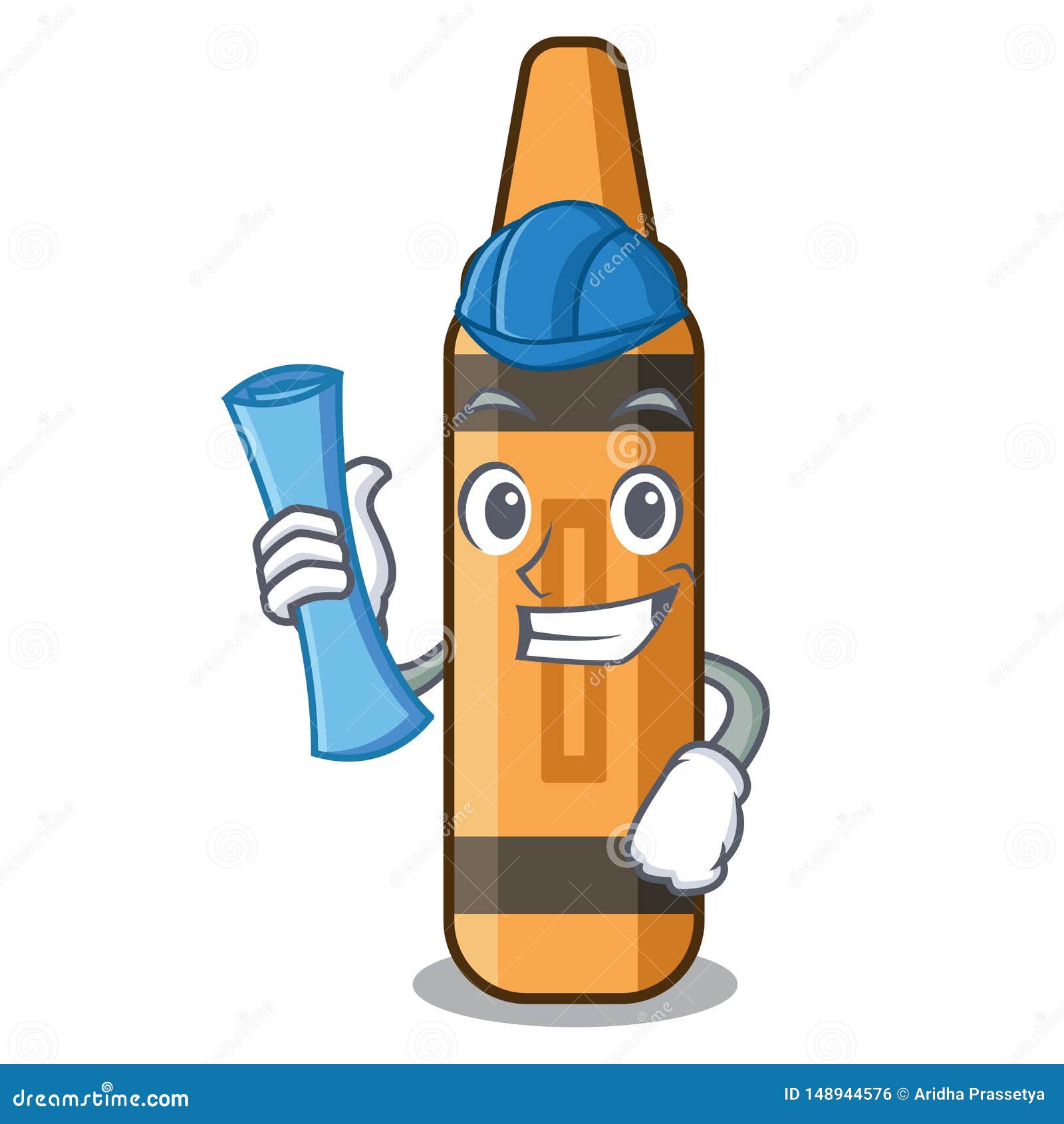 Architect Orange Crayon Isolated in the Character Stock Vector