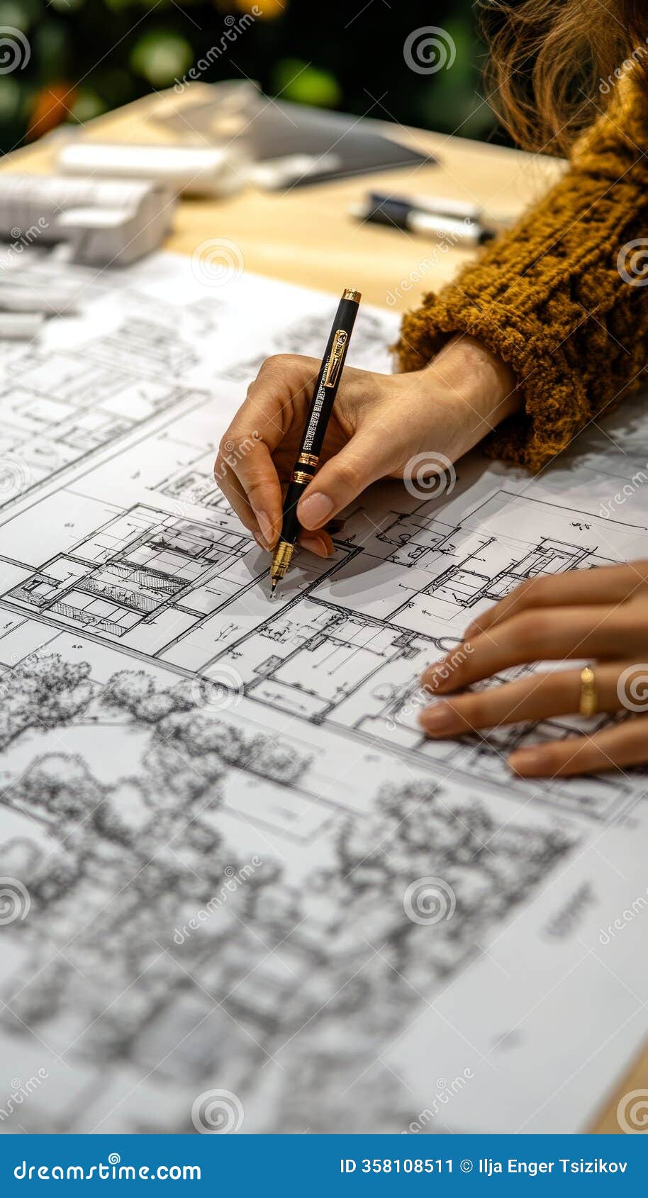 architect s precision hands crafting blueprints for construction project,  studio atmosphere