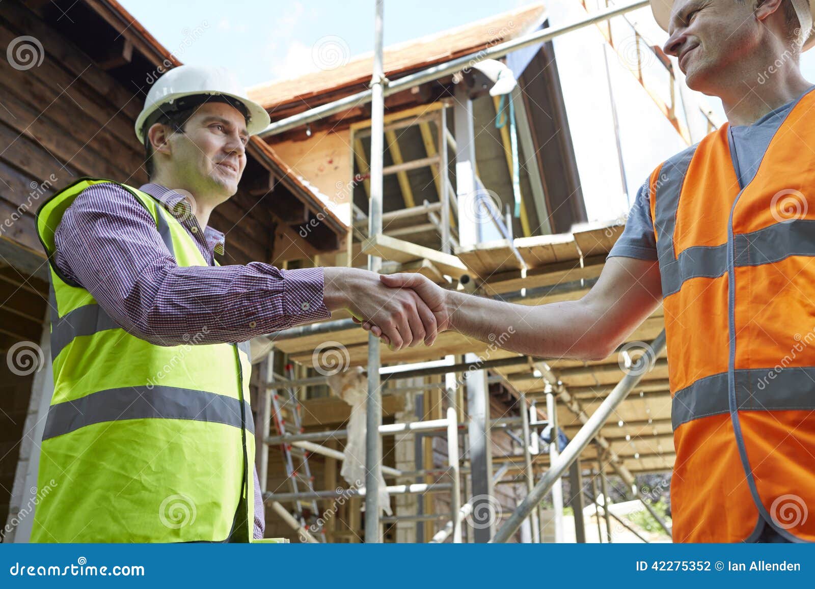 Architect Shaking Hands with with Builder Stock Photo Image of