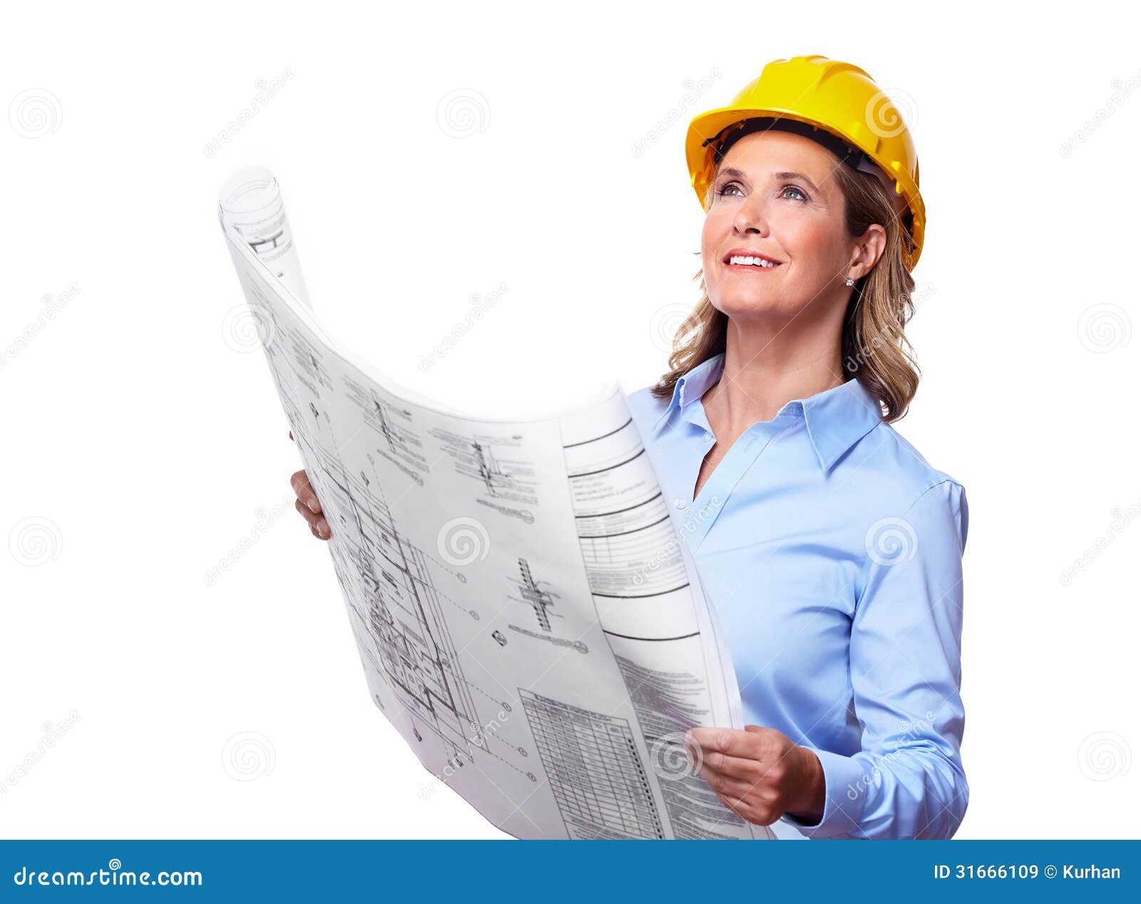 architect woman plan isolated white 31666109