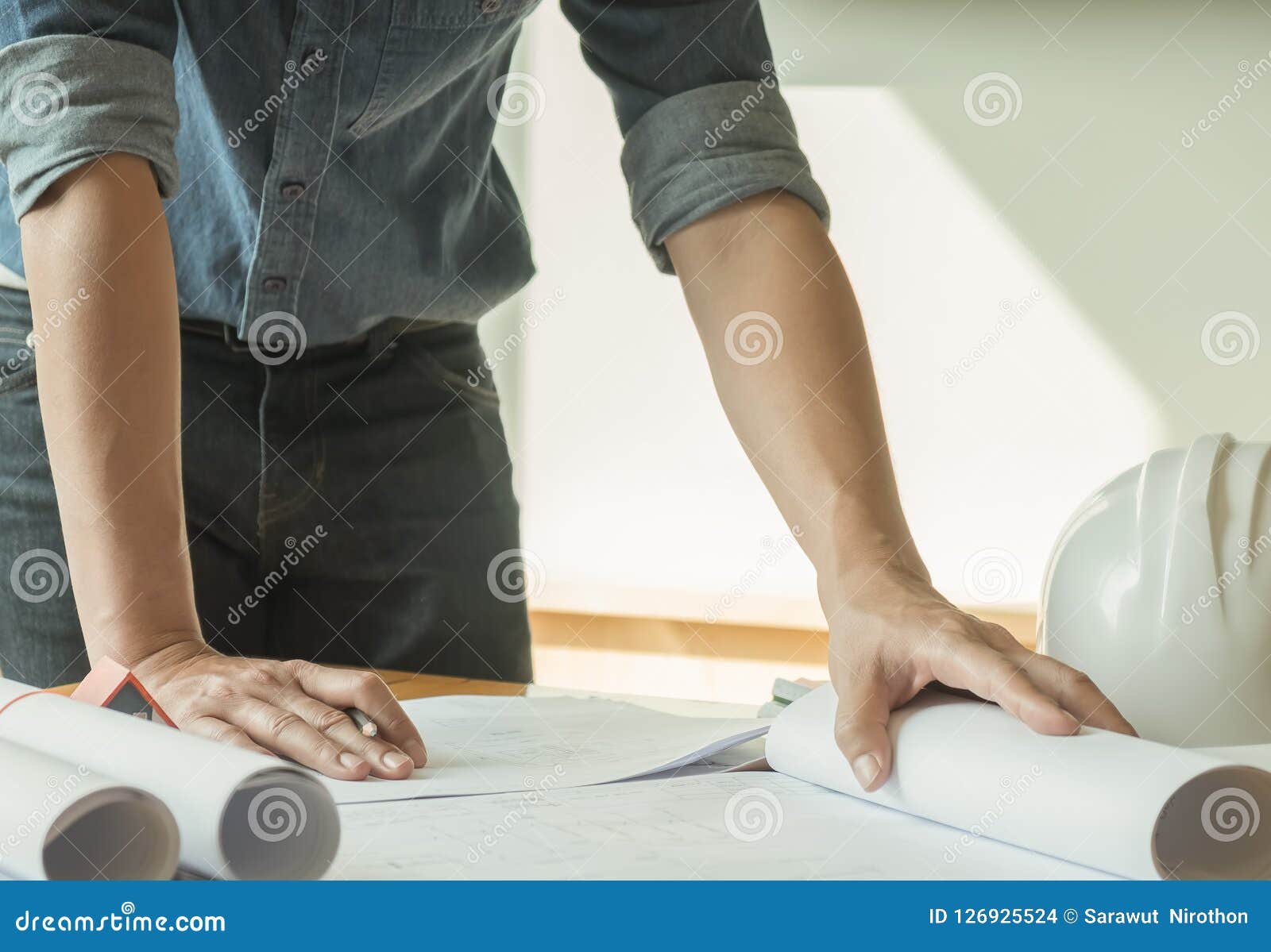 Architects Looking At Home Plans Stock Photo Image Of Plans