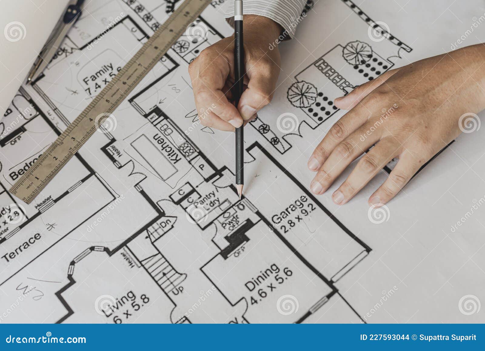 Architects Write on the Blueprints of the Designed Houses, Designing