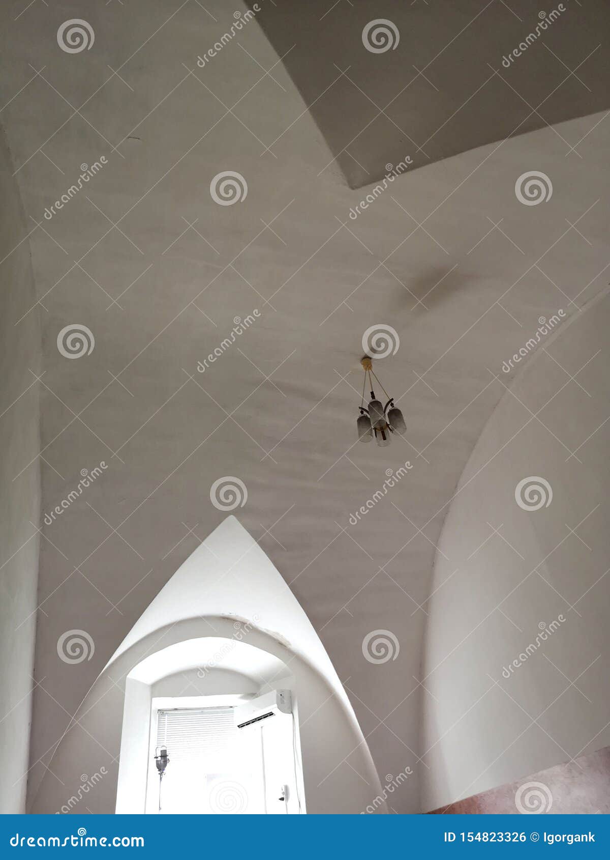 Architectural Background Modern White Concrete Arched Ceiling In
