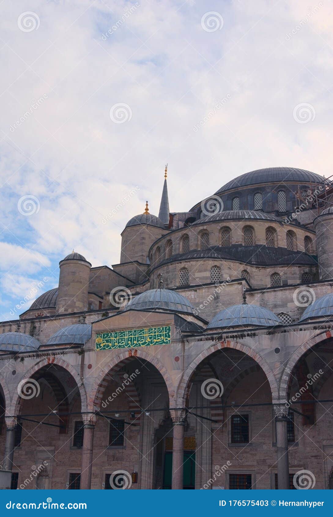 architectural detail of the blue mosque of sultanahmed, in istanbul, turkey. low angle view