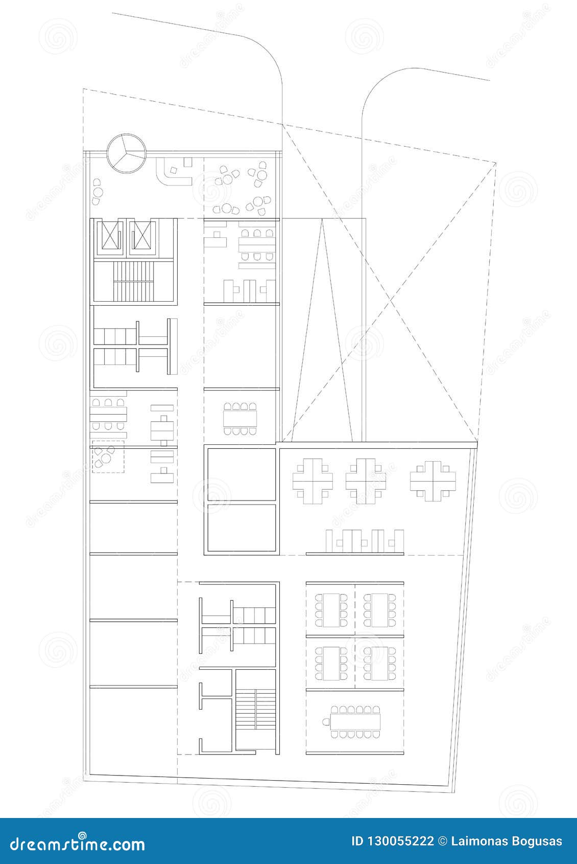 2d Drawing Floor Plan Of The Commercial Building Stock