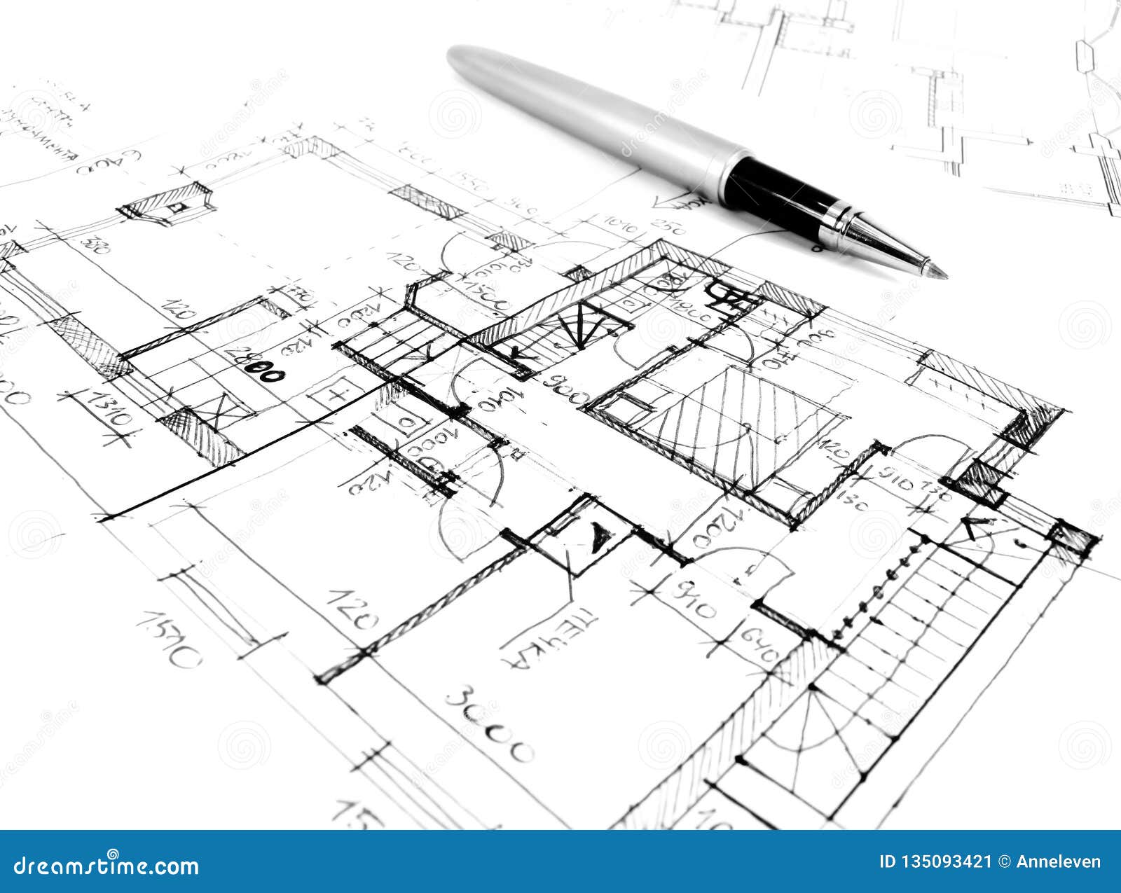 architectural drawing plan of house project - architecture, engineering and real estate styled concept