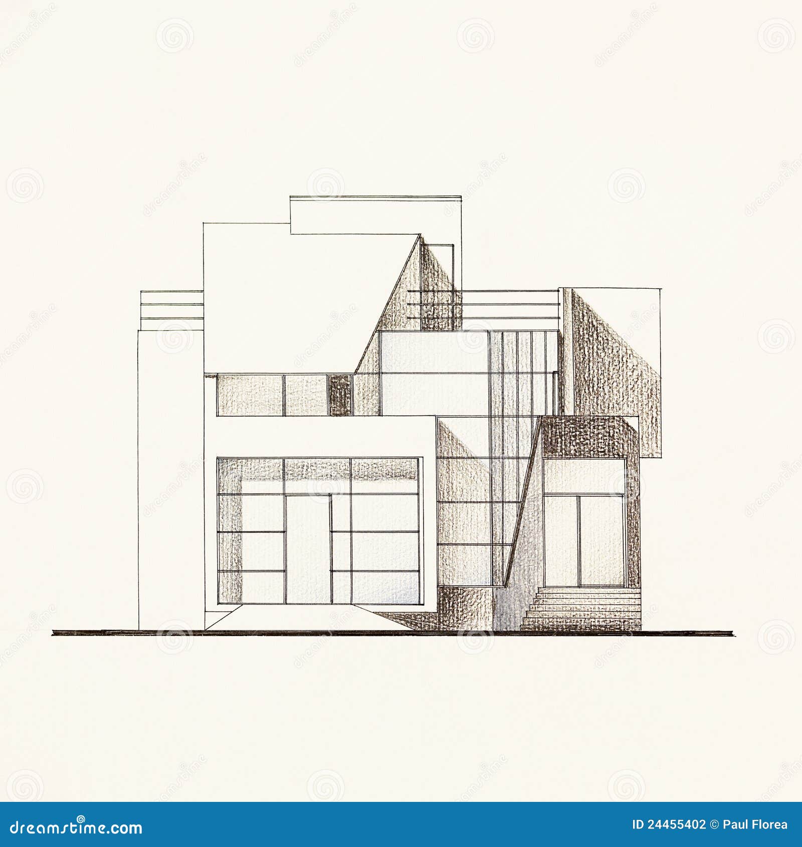 Architectural Facade Blueprint  Of A Modern  House  Stock 