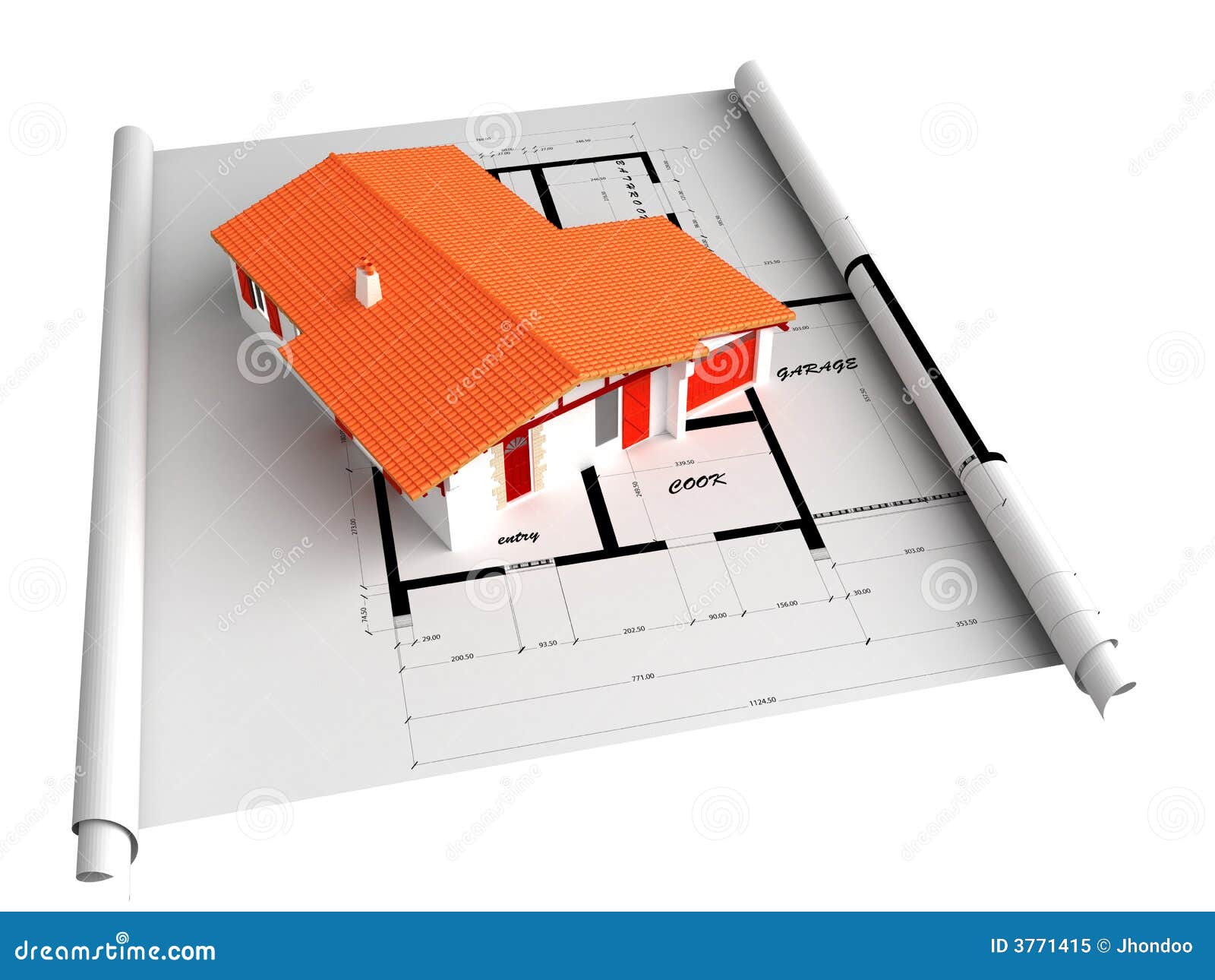 Architectural House on Blueprint Stock Illustration Illustration of