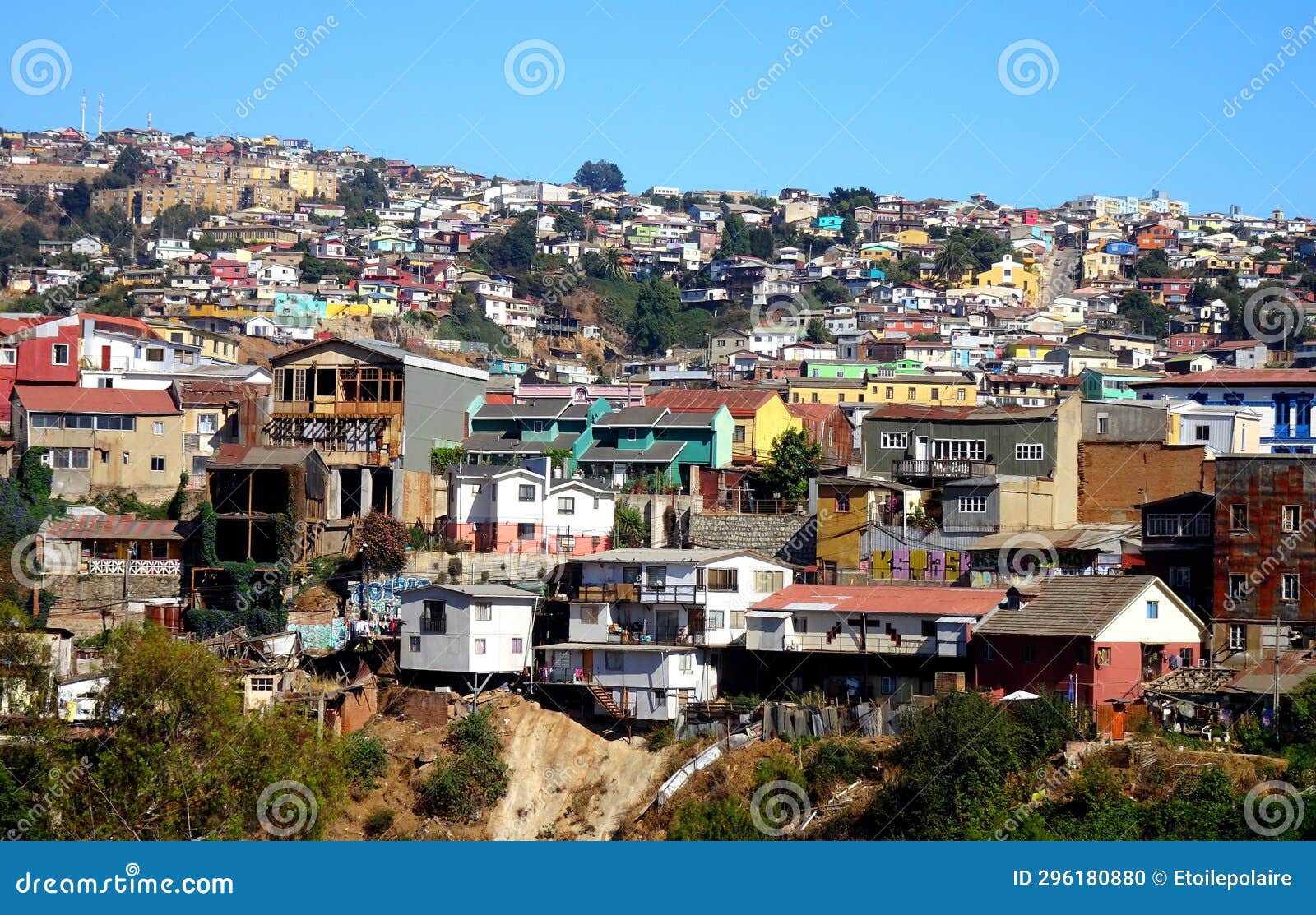 Architectural Landscape of Valparaiso, Multicolored Facade Over the