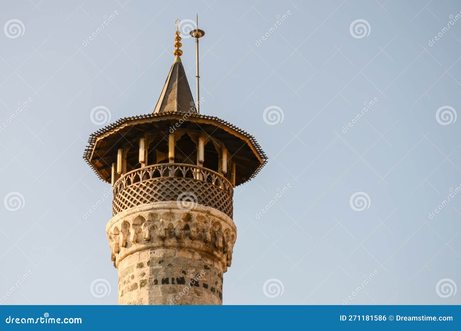 architectural minaret detail from sarimiye mosque, antakya, hatay, turkey (2013)