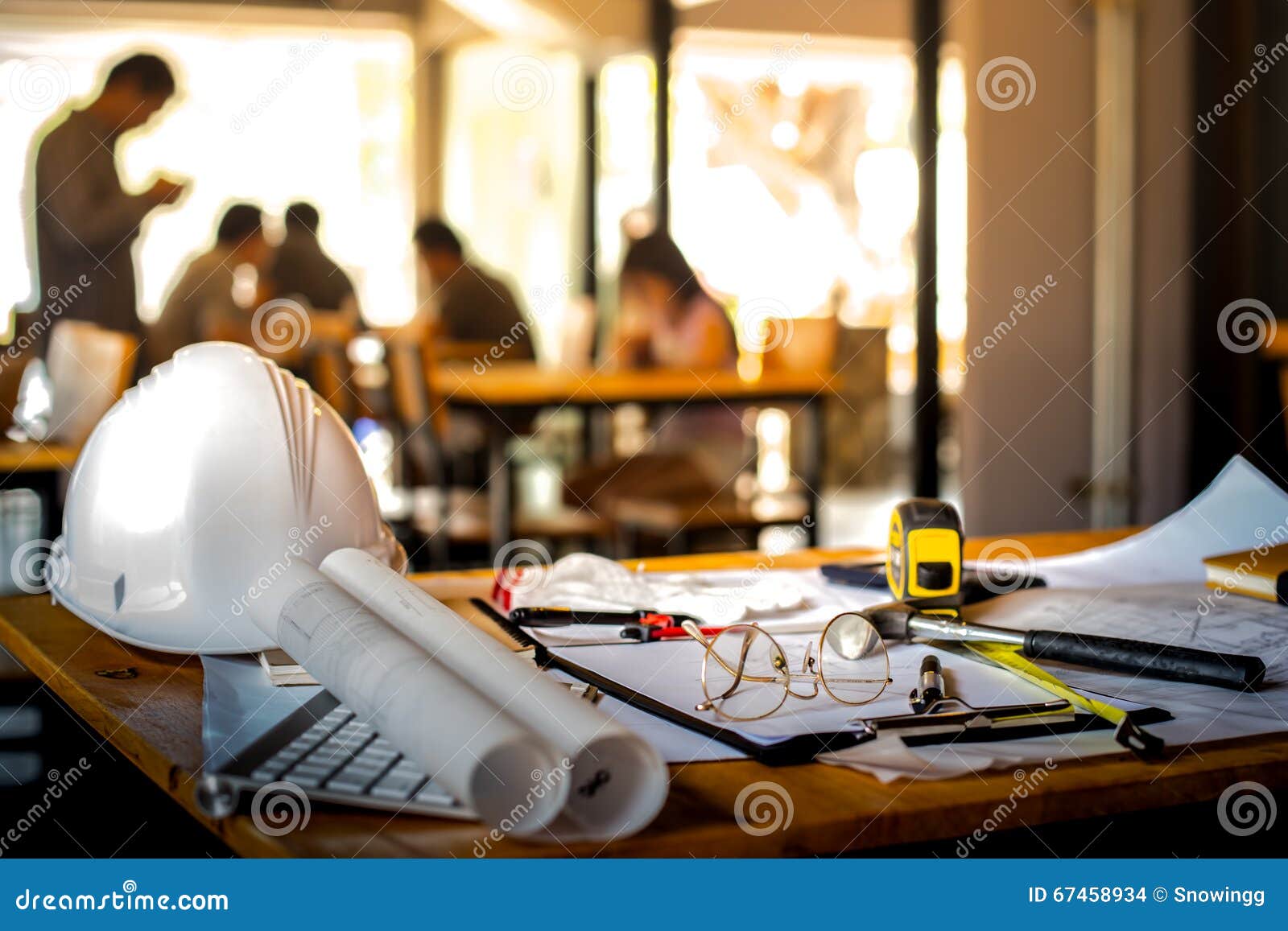 Architectural Office Desk Background Construction Project Ideas Stock