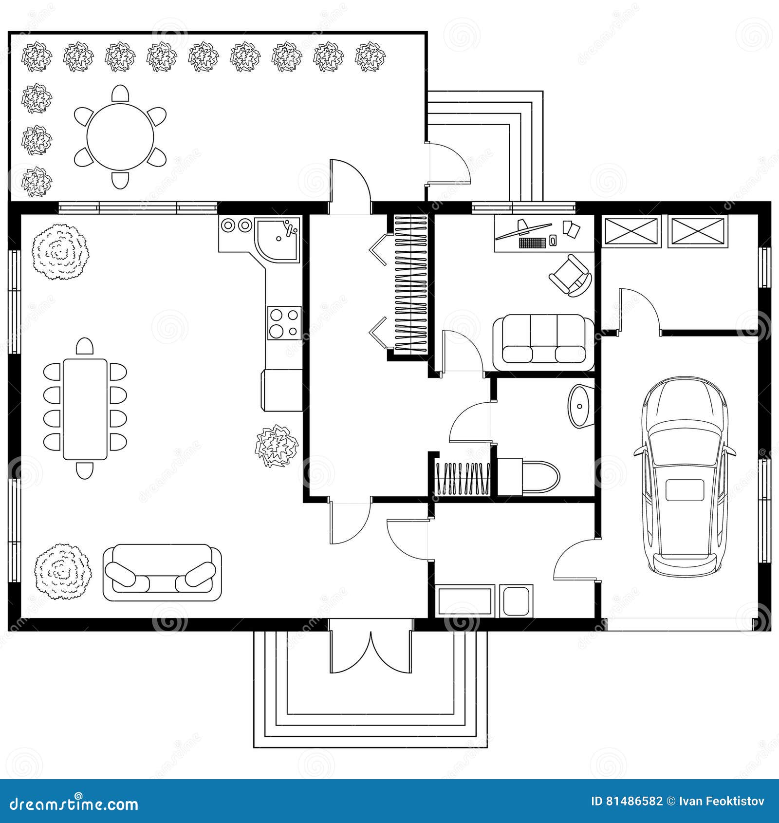 Black And White  Architectural Plan  Of A House  Layout Of 