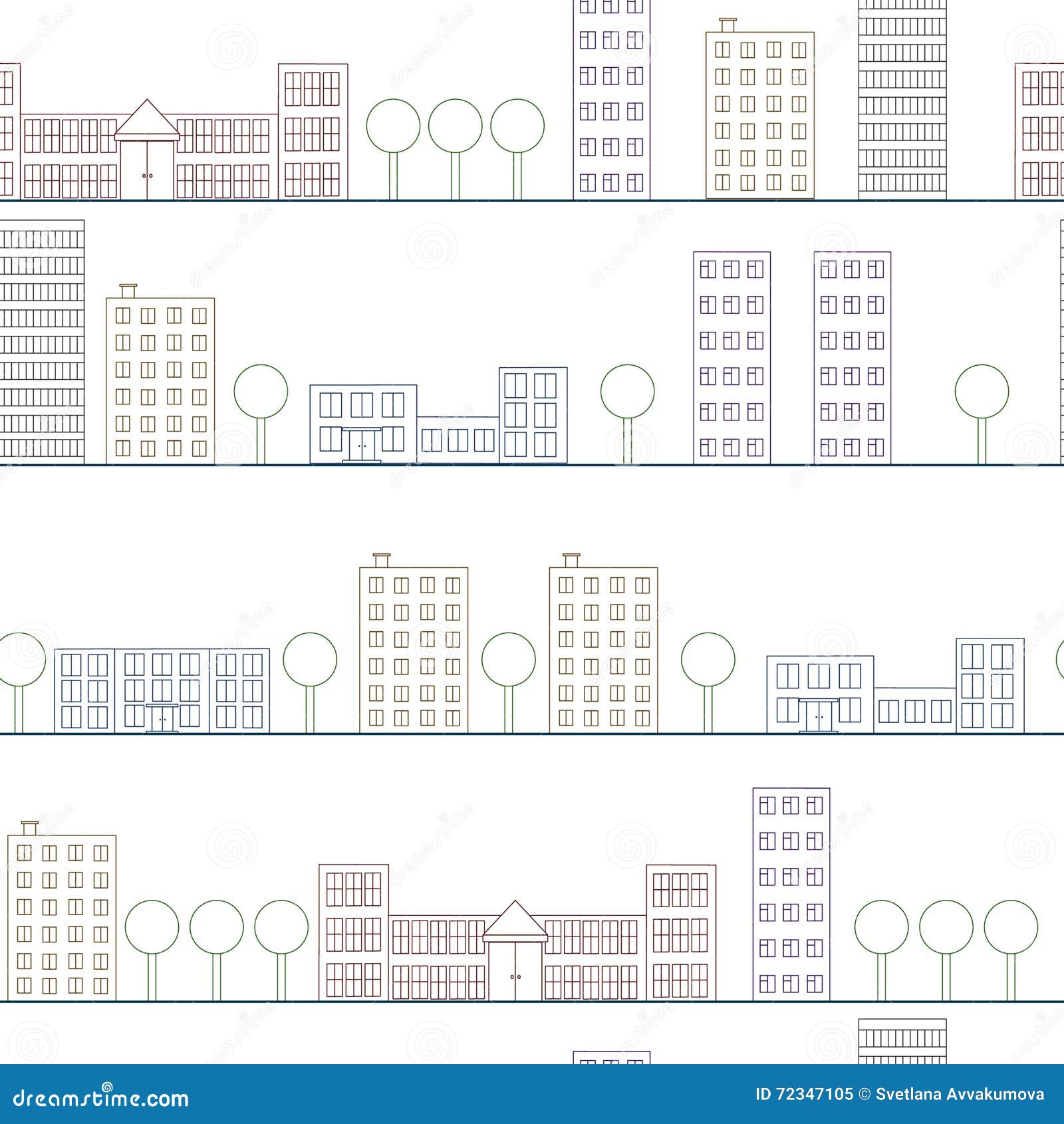Architectural Seamless Pattern. the City in a Linear Style Stock Vector ...