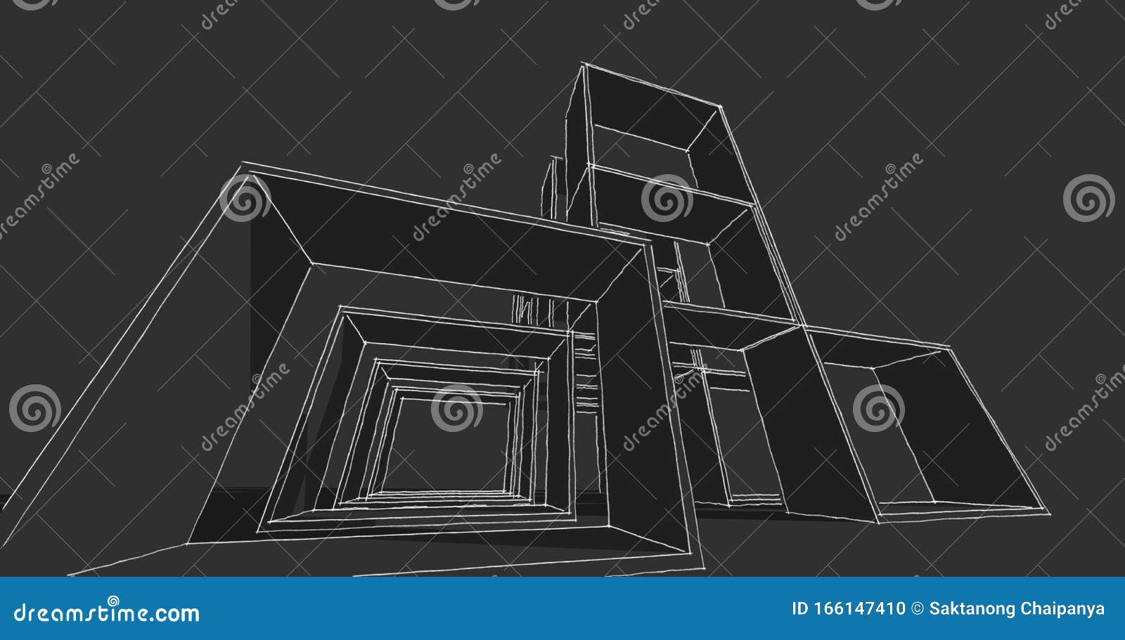 architectural sketch line, modern house  work free hands drawing.