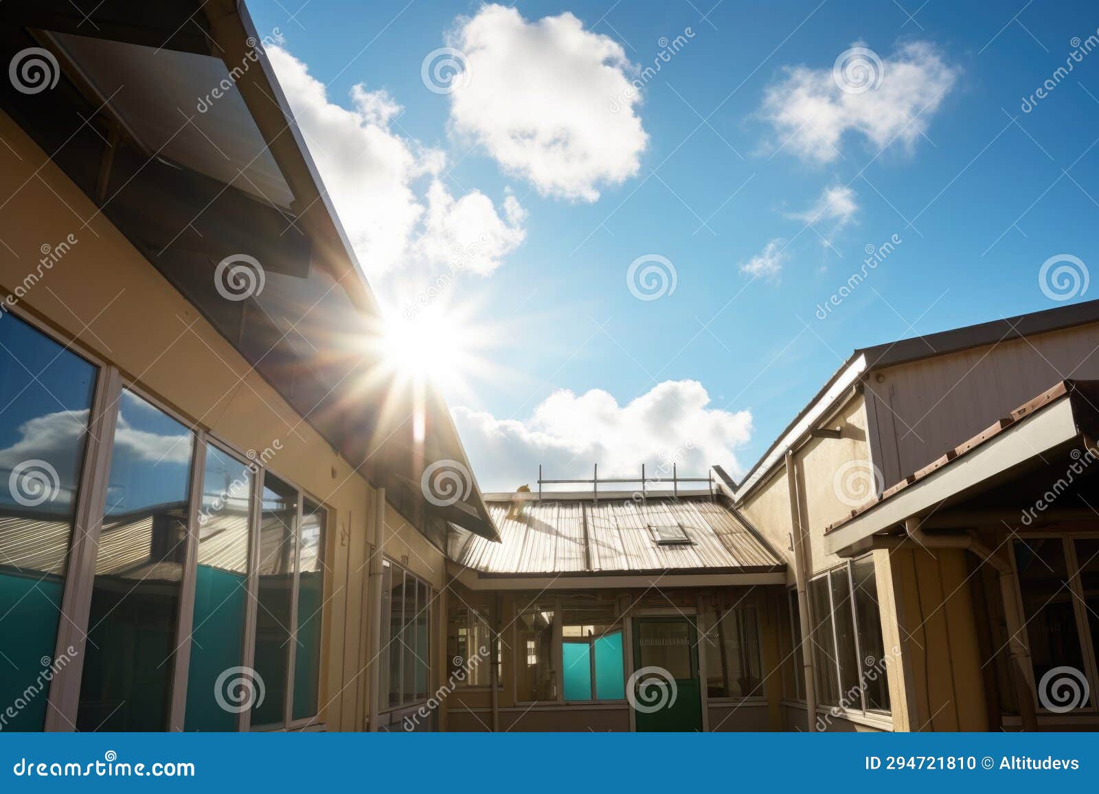 Architectural View of a Generic Charity Building Under Bright Sunlight
