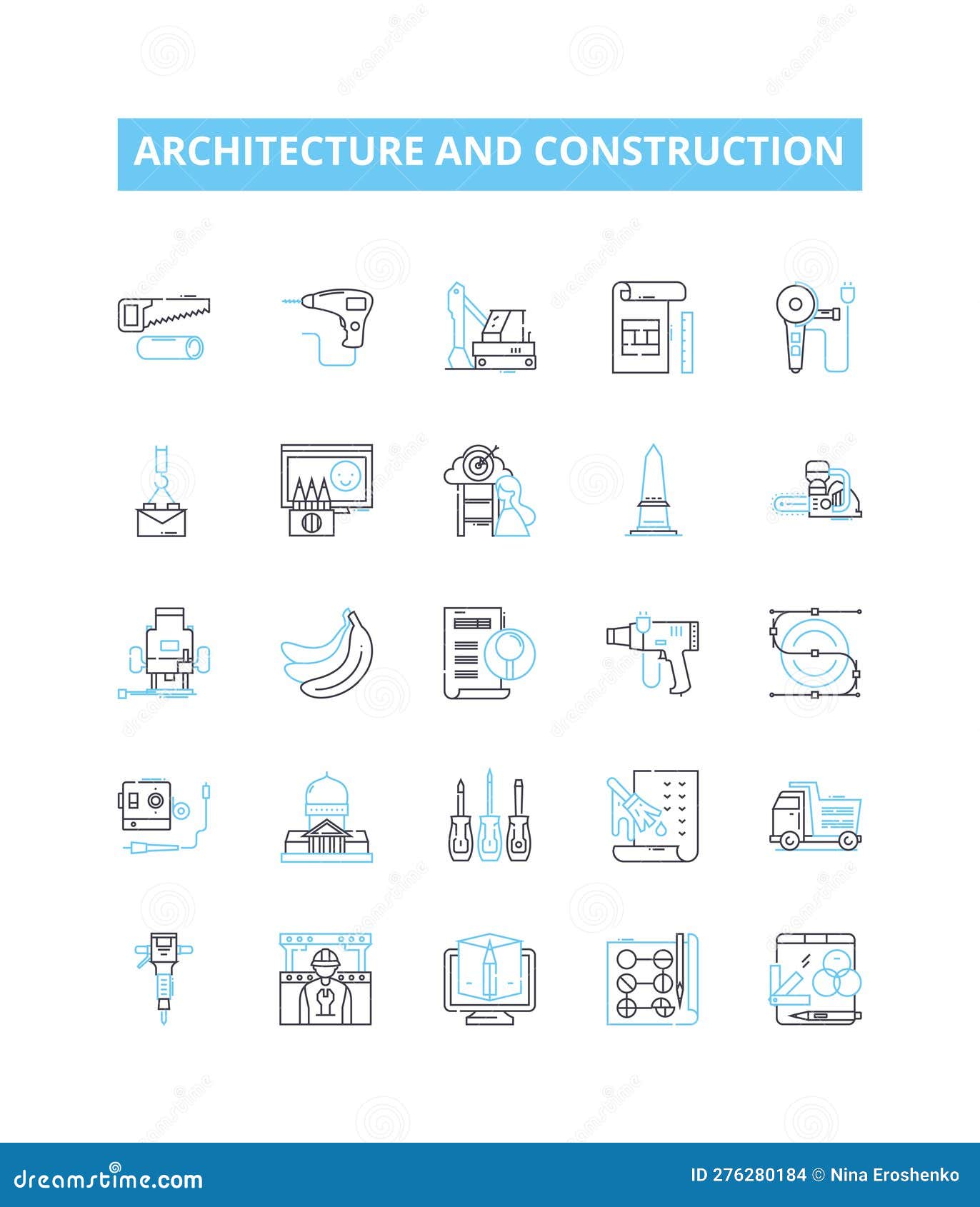 architecture and construction  line icons set. architecture, construction, building, ing, structural