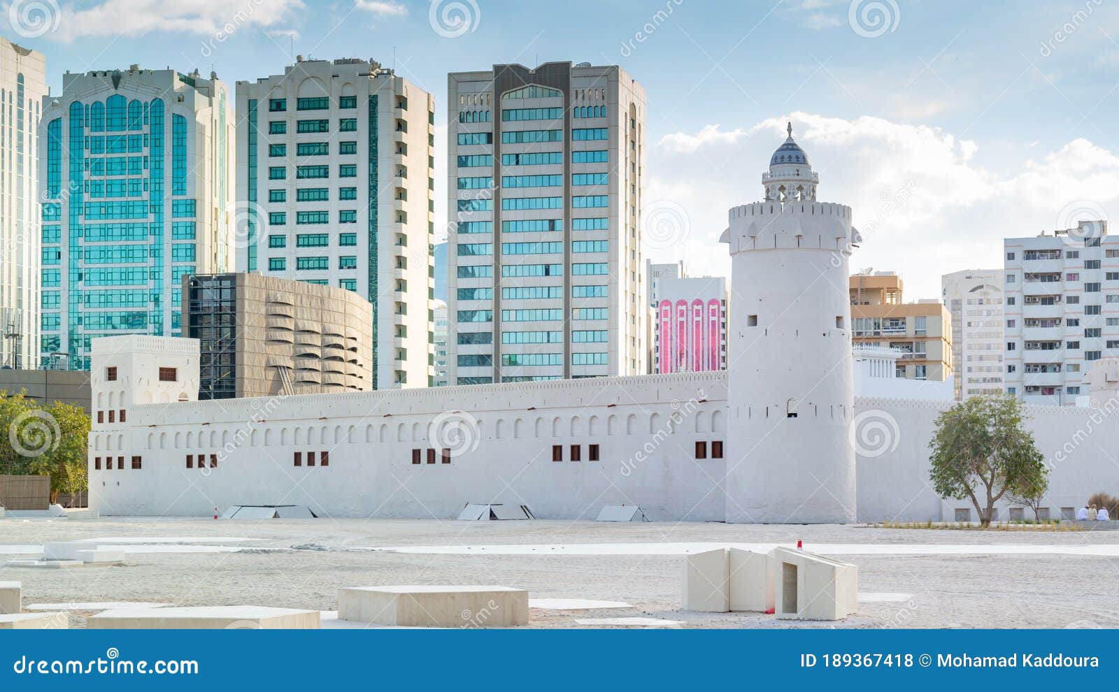 architecture  of an old arabic building - qasr al hosn museum the most significant building in abu dhabi