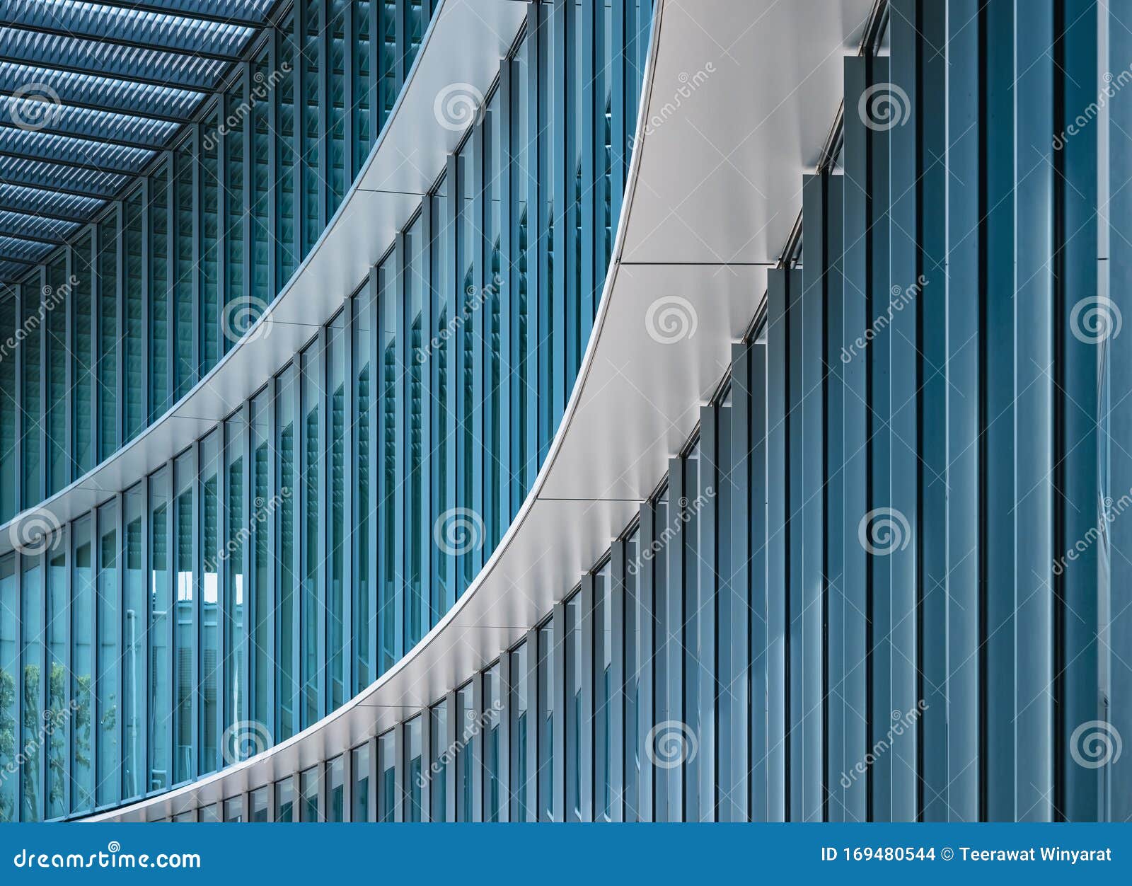 architecture detail modern building glass wall n curve pattern