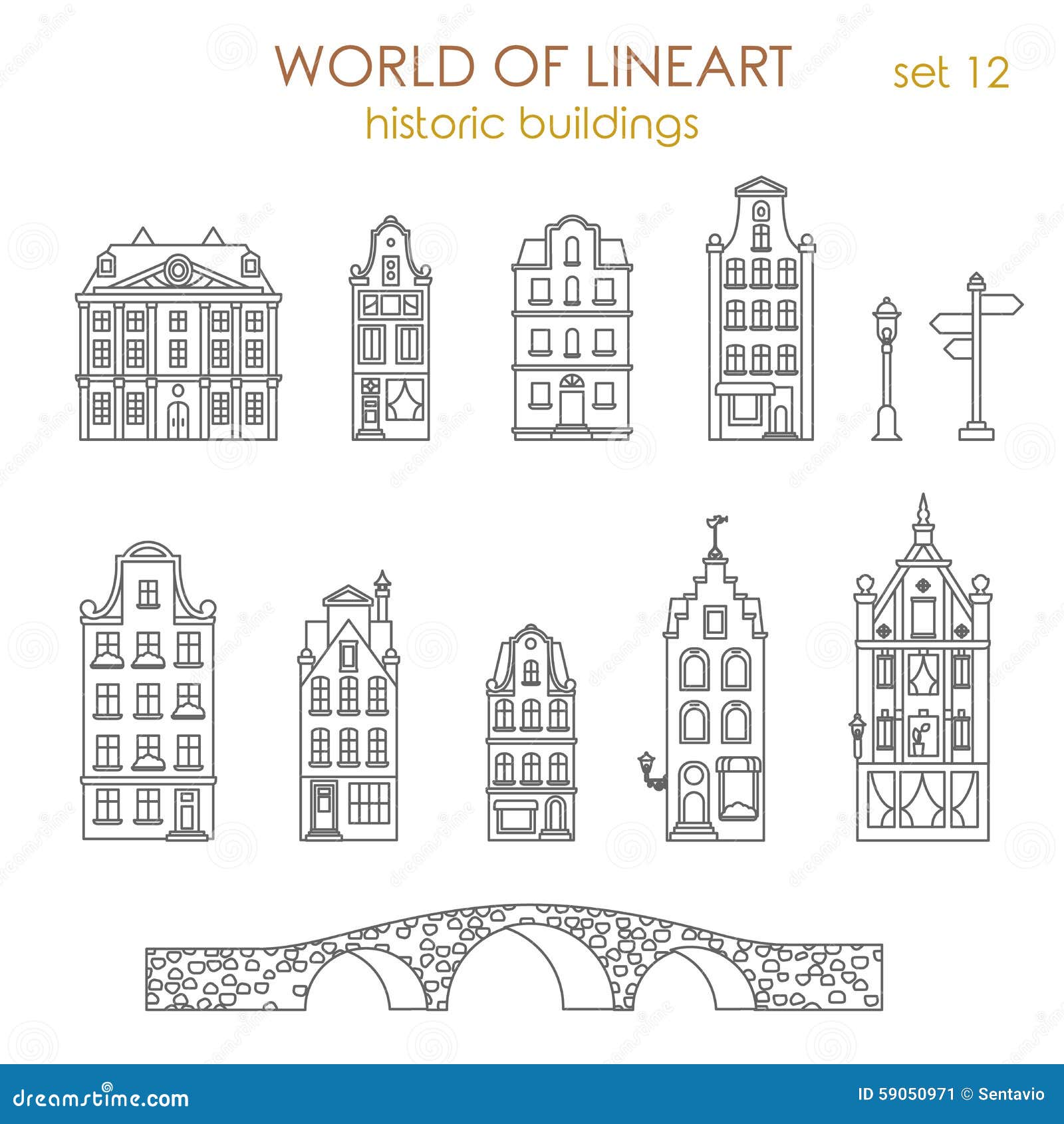 architecture historic old buildings graphical lineart 