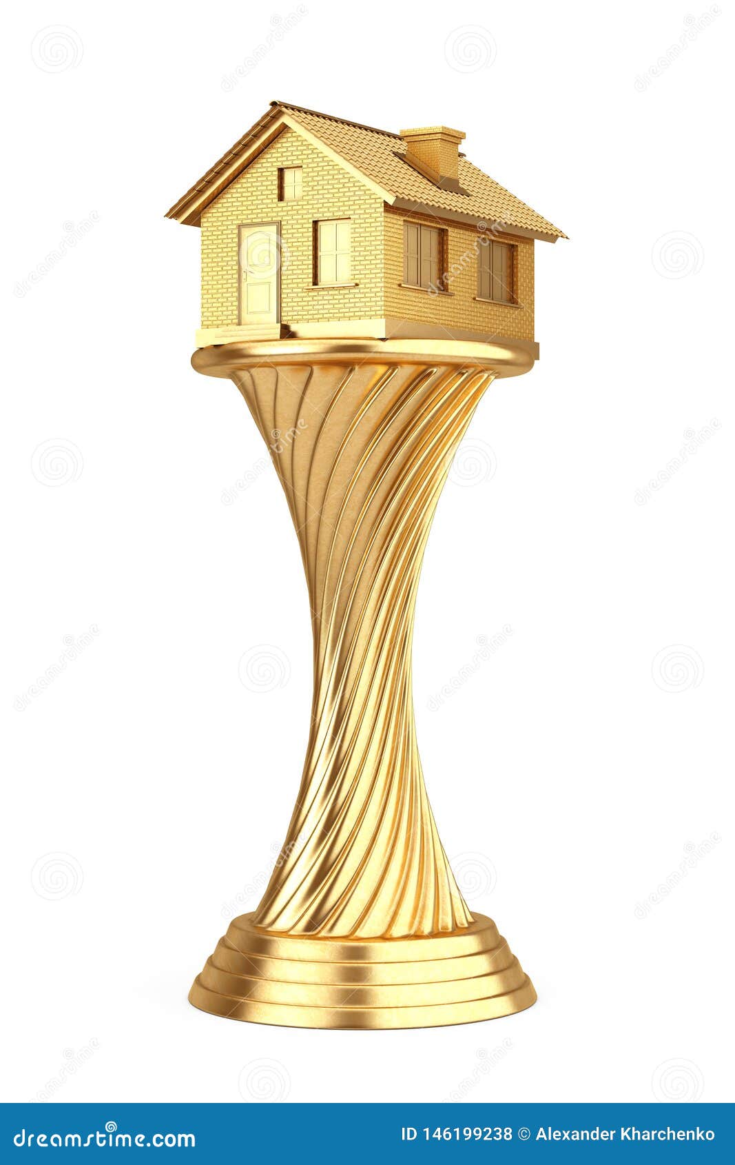 Architecture House Award Concept. Golden Award Trophy House. 3d