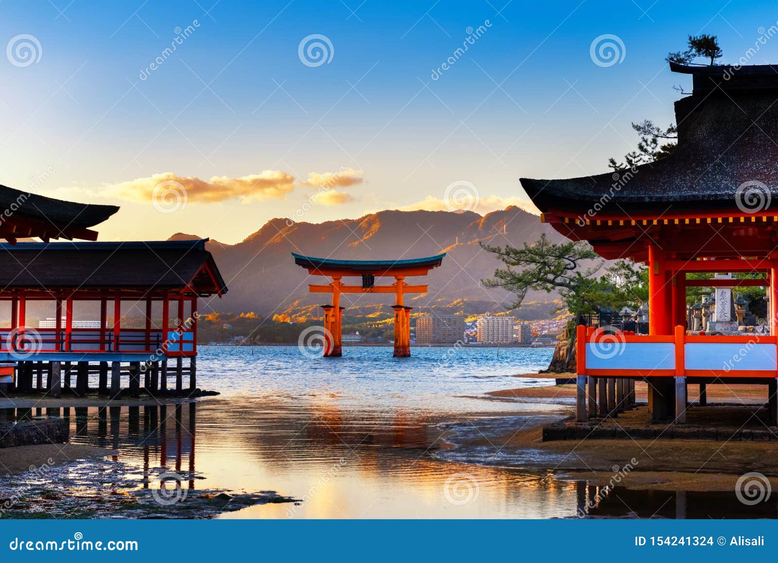 Architecture at Itsukushima Shrine Miyajima, Famous Floating Torii Gate,  Hiroshima, Japan, Travel Background Stock Photo - Image of buddhism,  landmark: 154241324